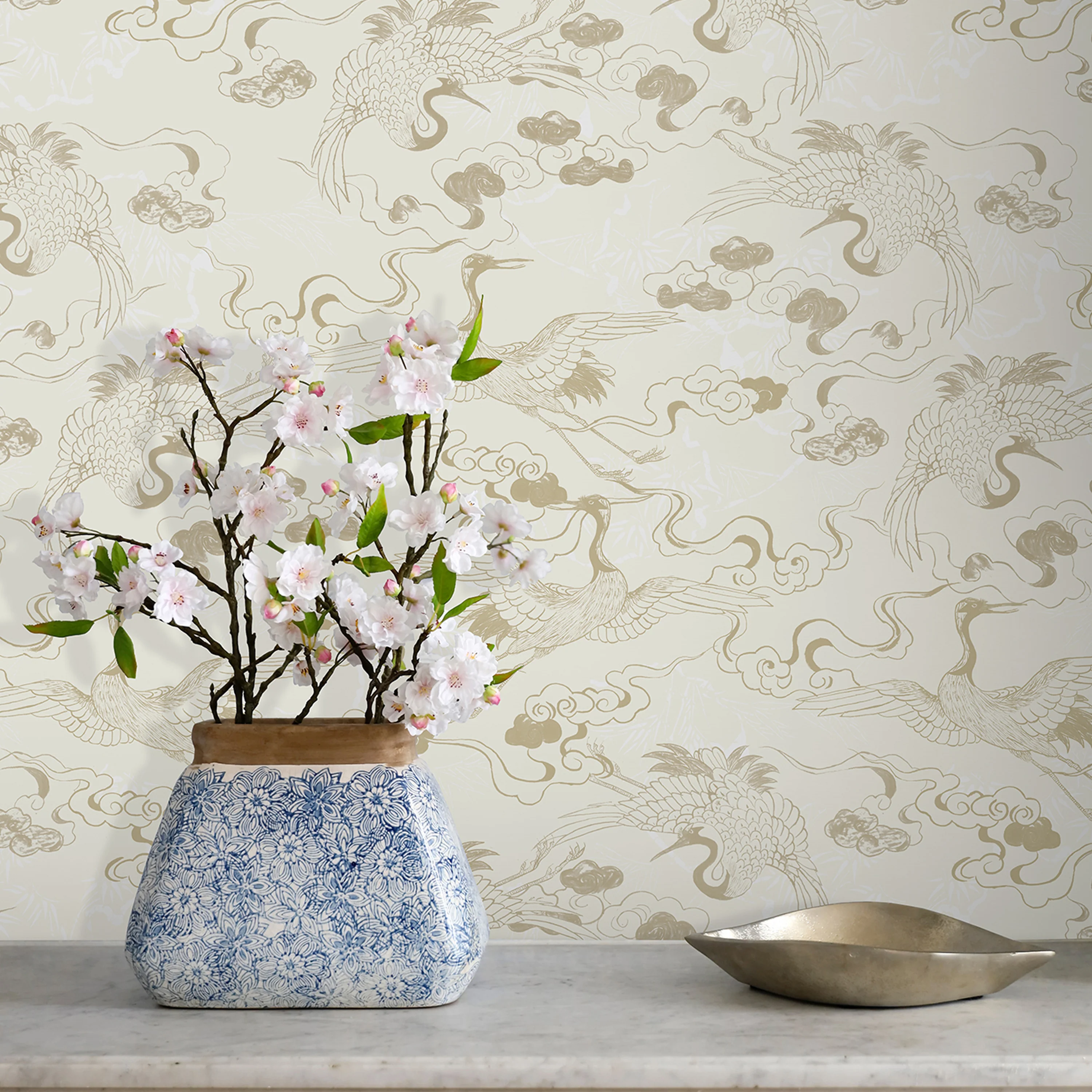 Floating Dreamy Cranes Wallpaper - Image 6