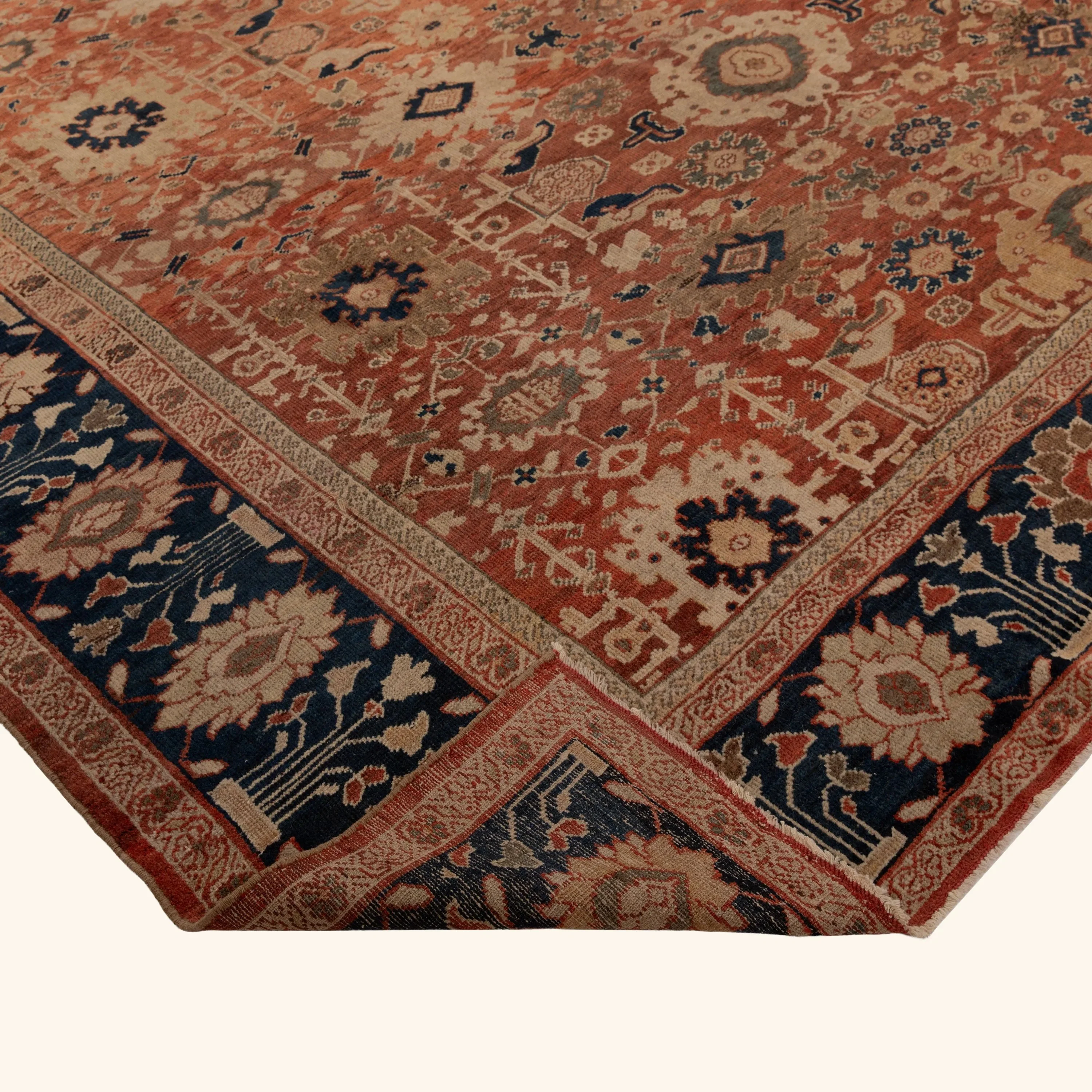 Red & Blue Antique Persian Sultanabad Rug - 10'9" x 14'9" - Image 4