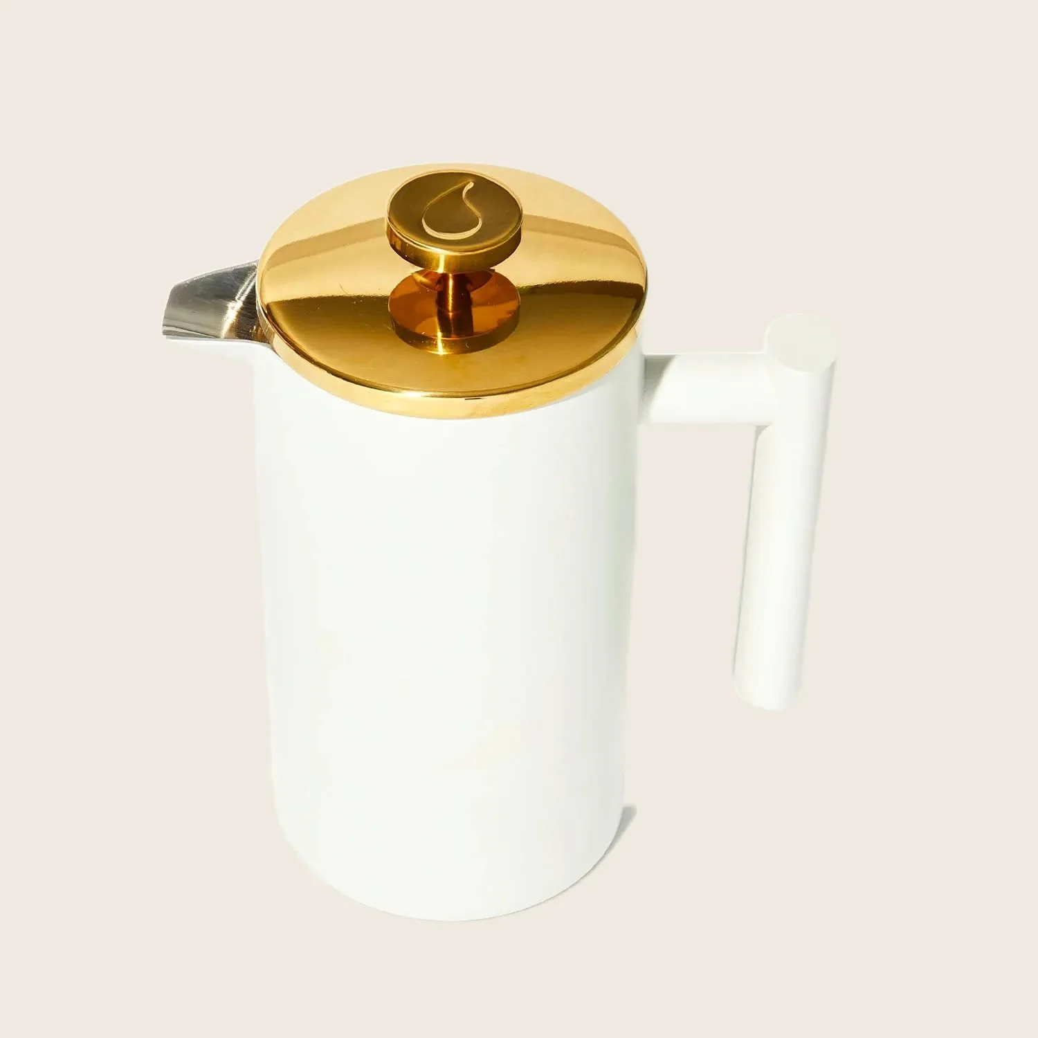 French Press- Matte White & Shiny Gold - Image 3