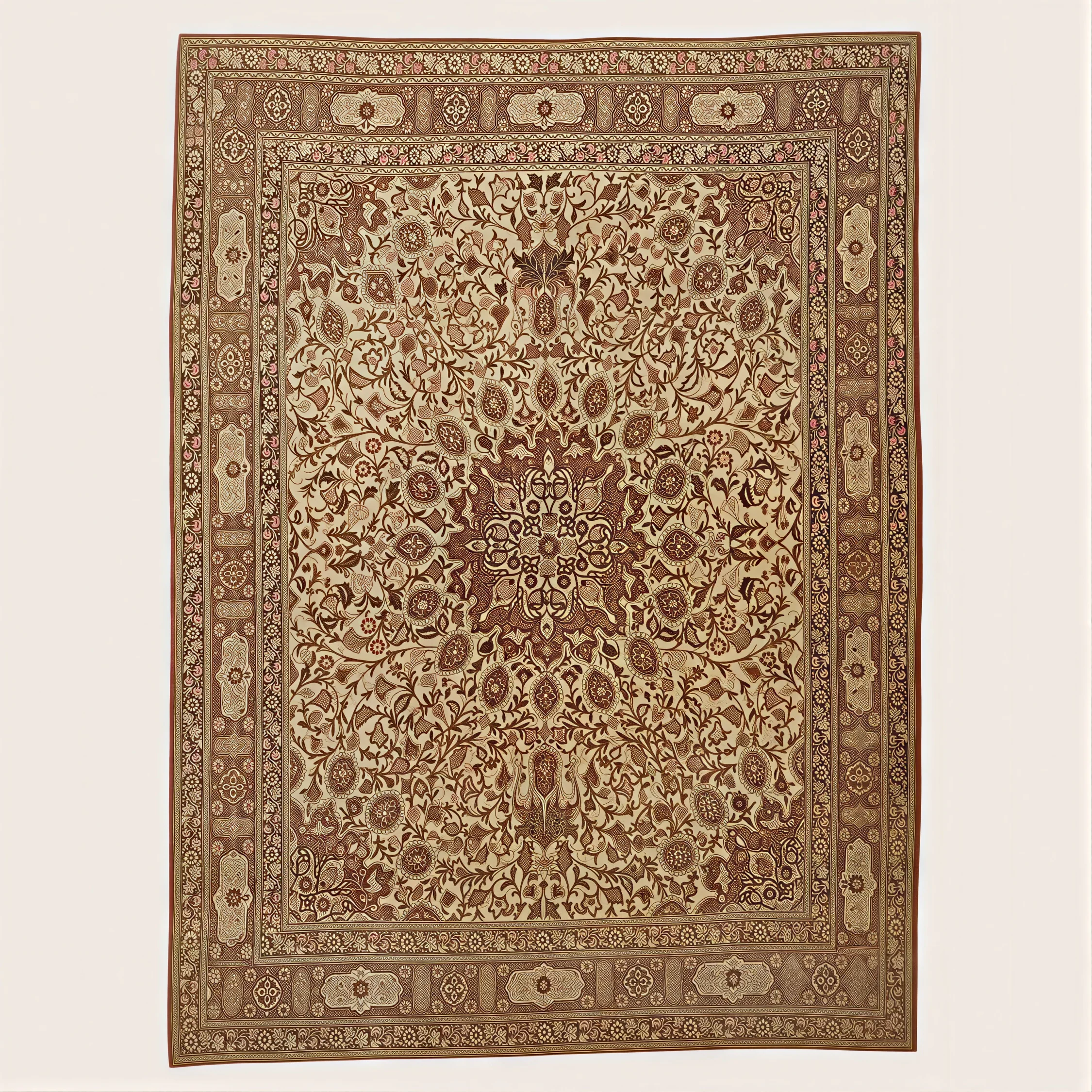 Brown Antique Persian Wool Rug - 9'2" x 12'8" - Image 2