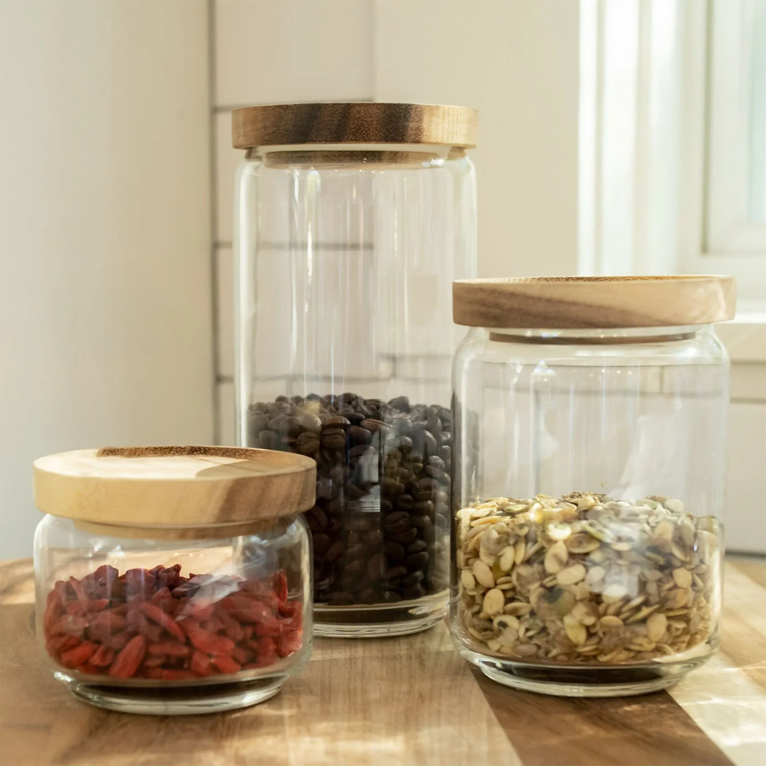 Glass & Acacia Canisters - Image 2