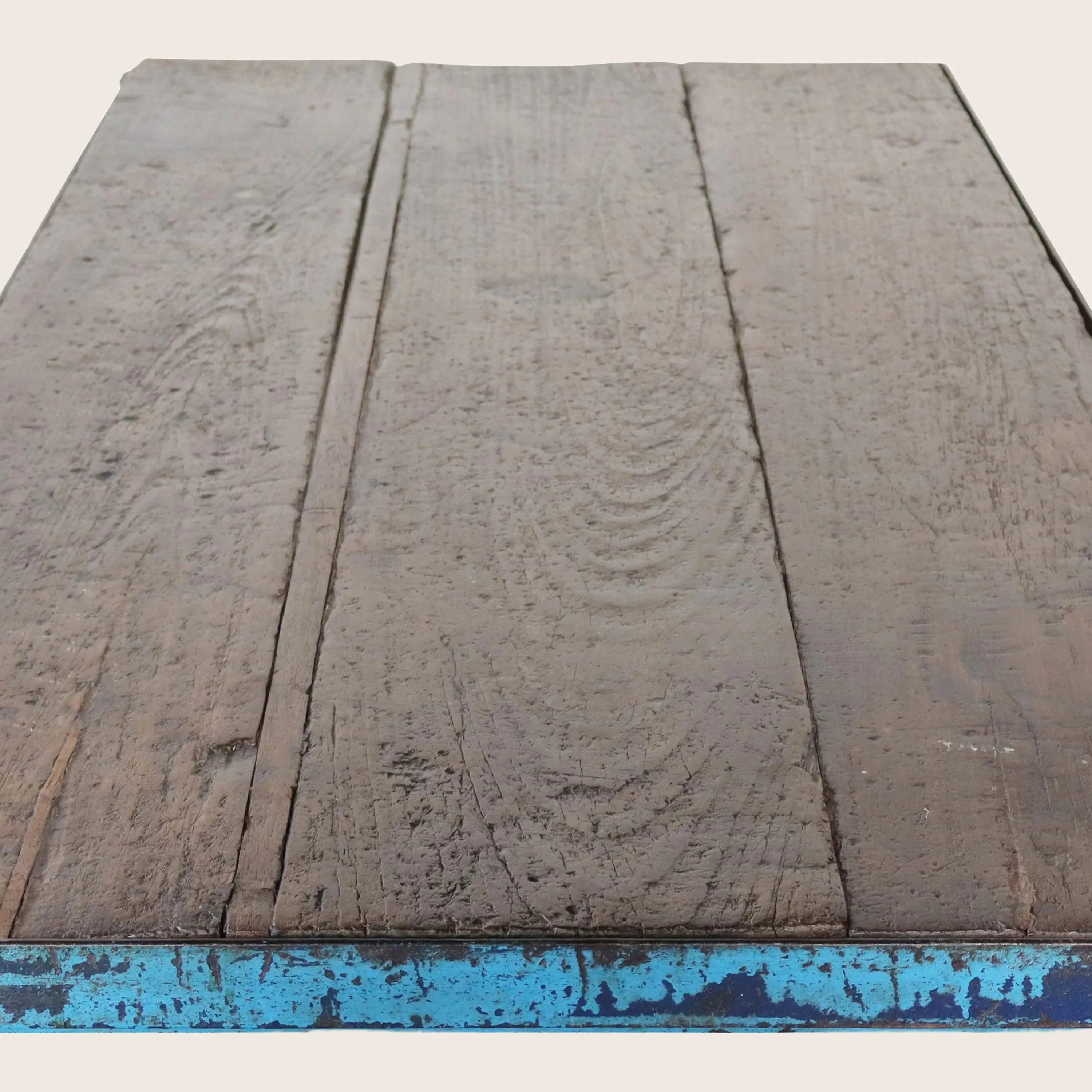 Vintage Teal Iron Table w/ Wood Top - Image 4