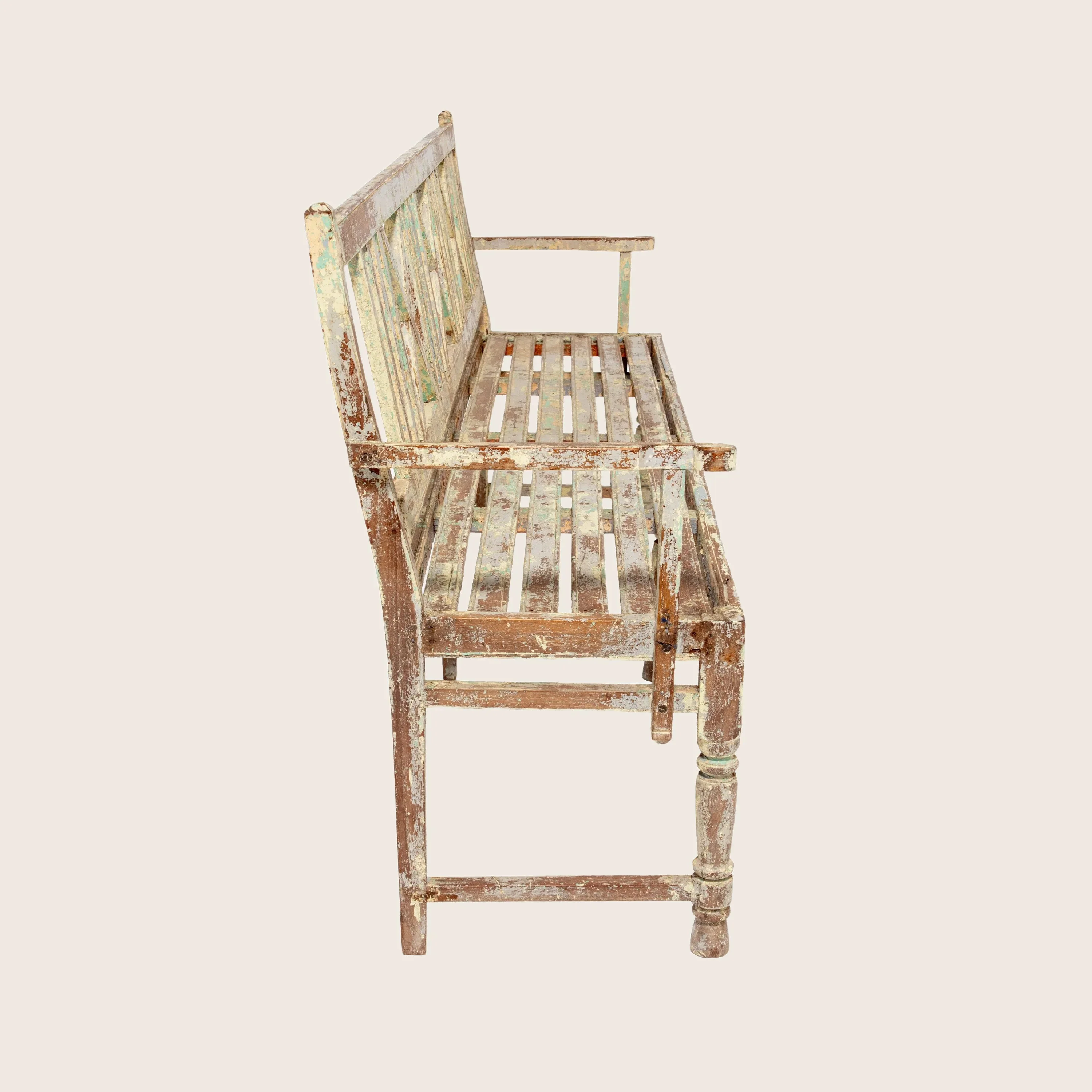 Vintage Multicolor Painted Bench - Image 3