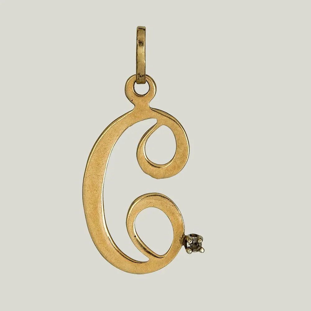 Gold Cursive 'C' Charm