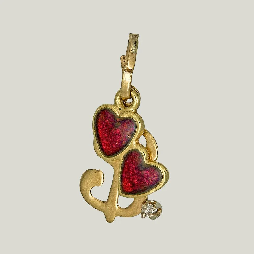 Gold Enamel Hearts Charm - Image 2