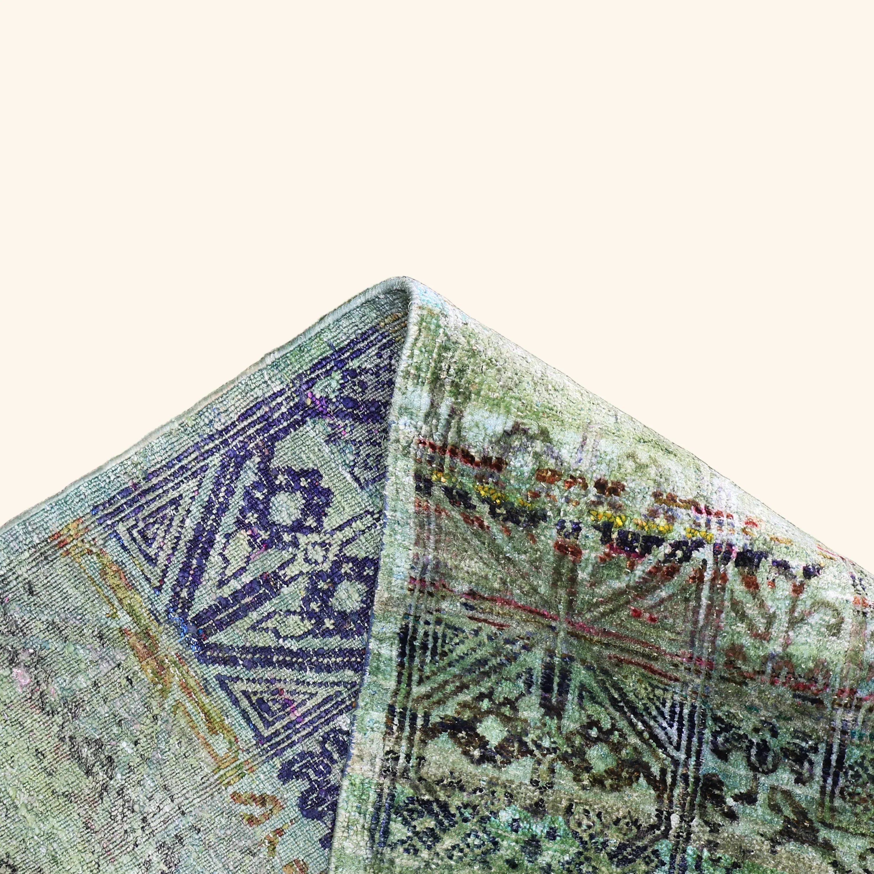 Green Alchemy Traditional Silk Rug - 8'11" x 11'10" - Image 8