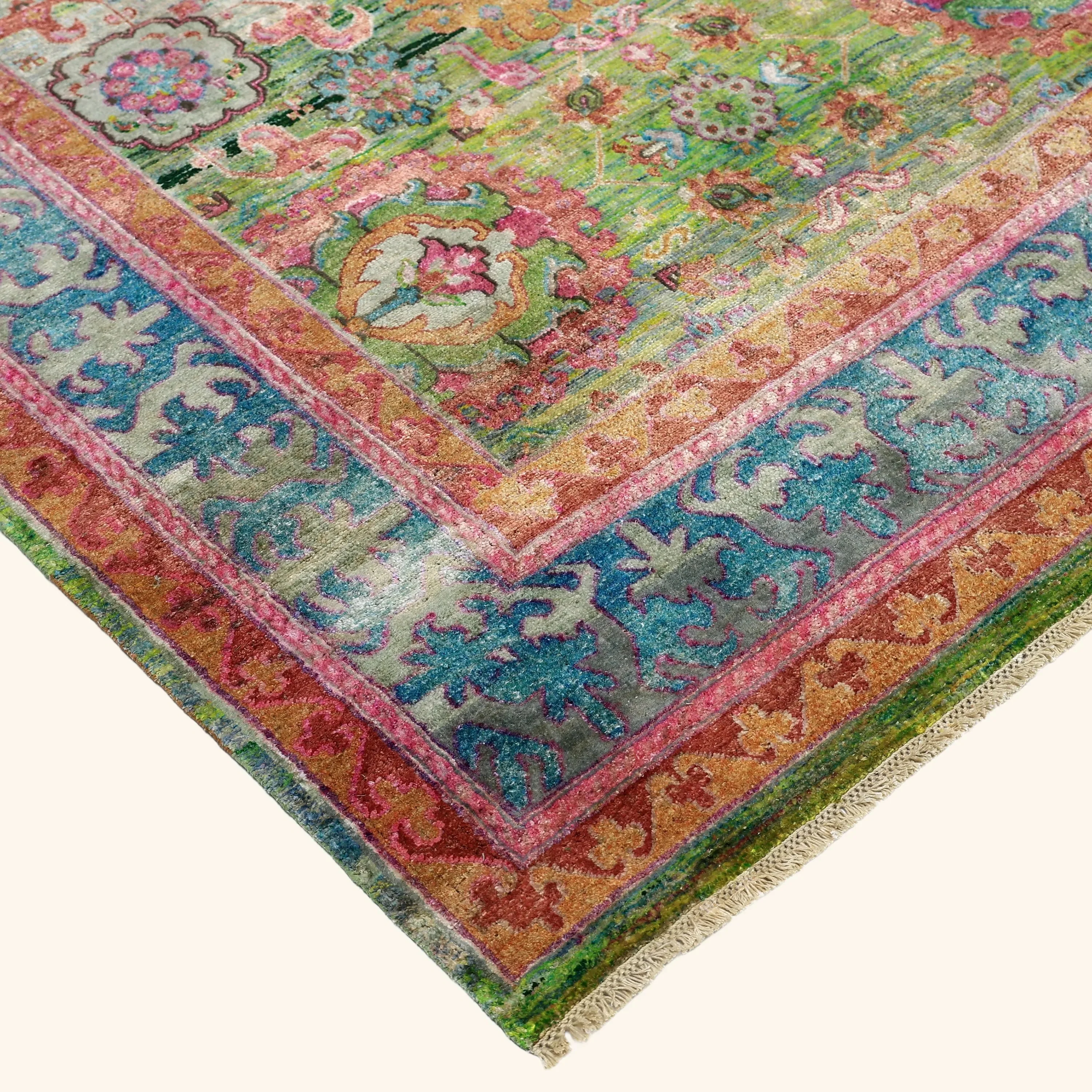 Green Alchemy Traditional Silk Wool Blend Rug - 9'9" x 13'10" - Image 2