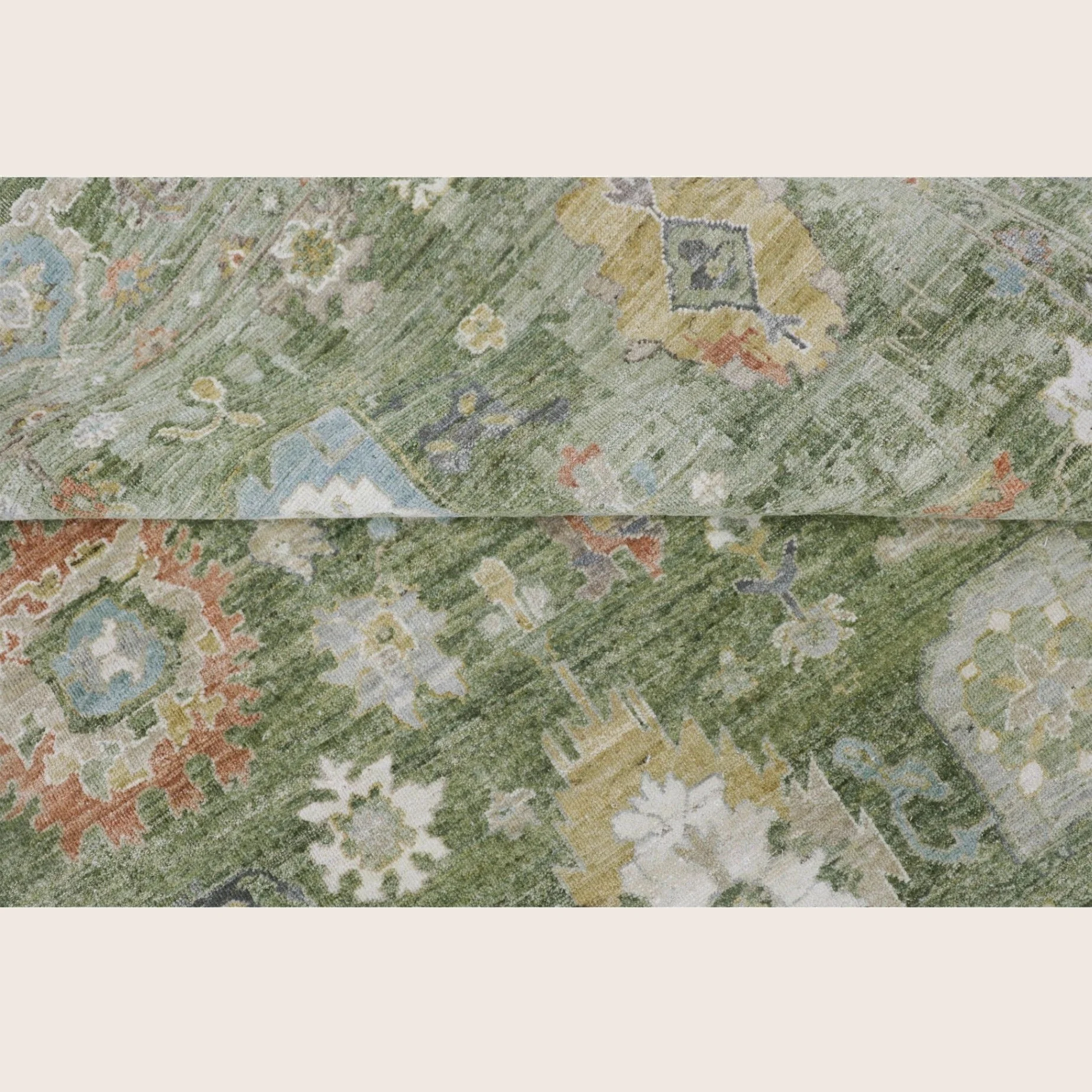 Green Antique Revival Traditional Wool Rug - 9' x 12' - Image 2