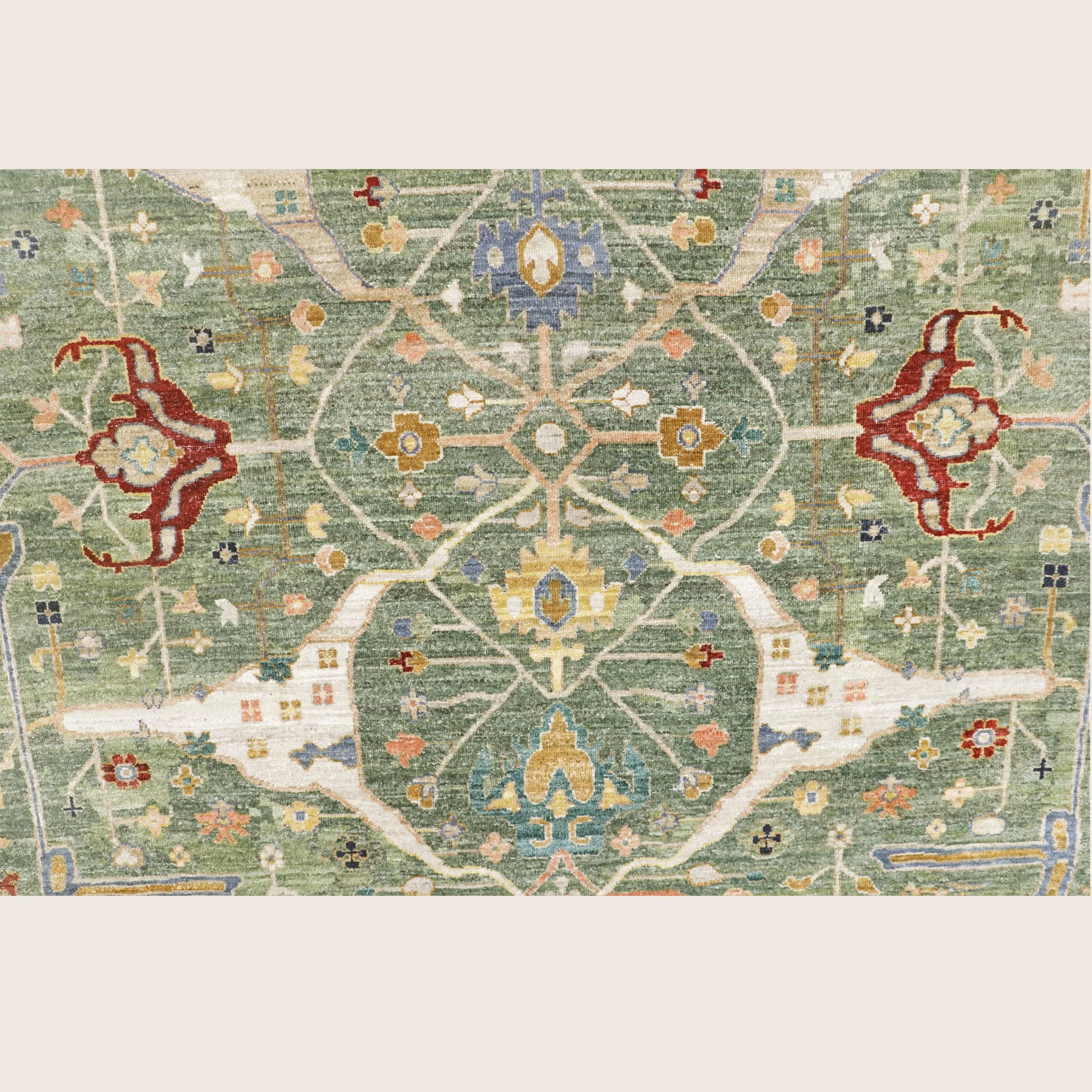 Green Antique Revival Wool Rug - 9' x 12' - Image 2