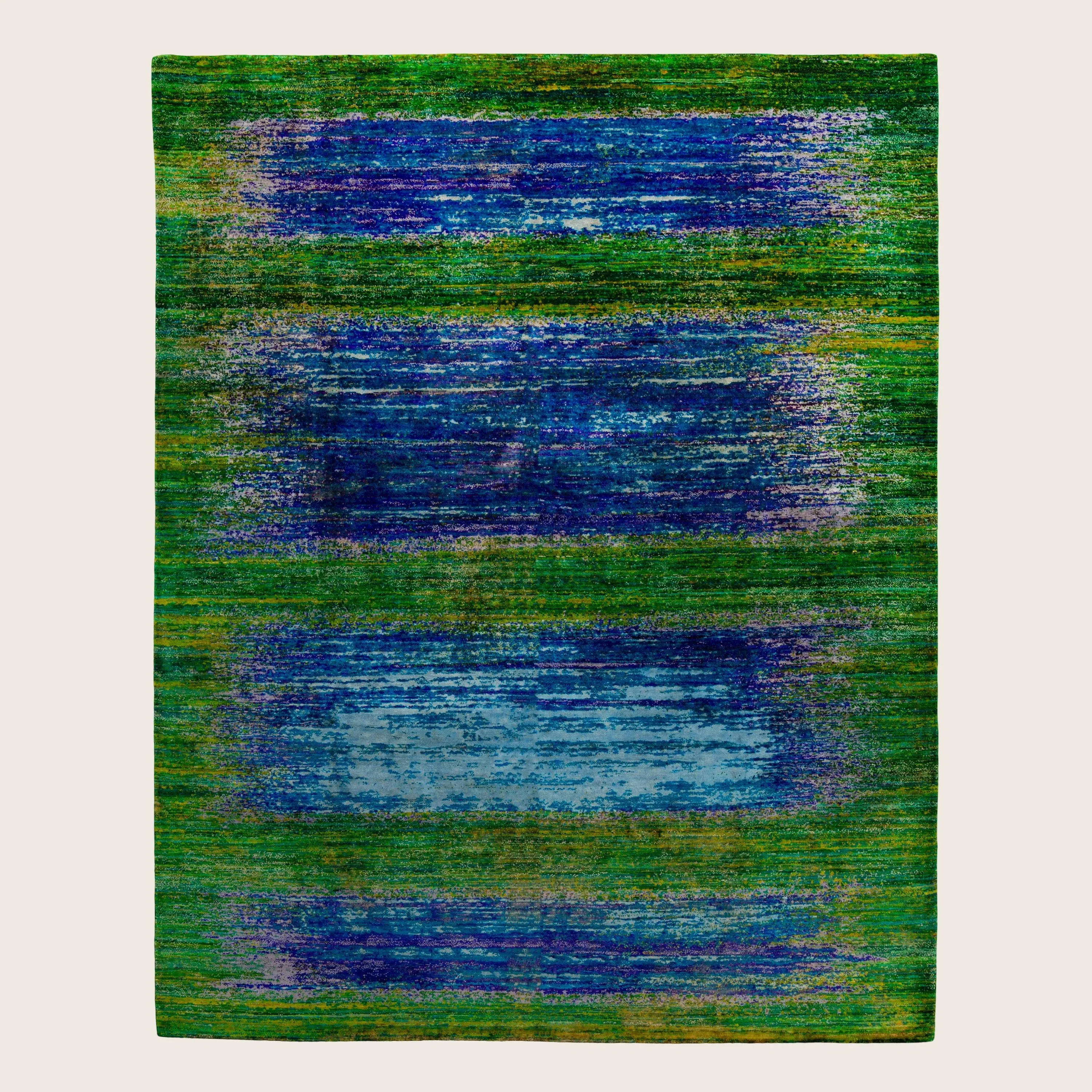 Green Contemporary Wool Silk Blend Rug - 8'1" x 10'2"