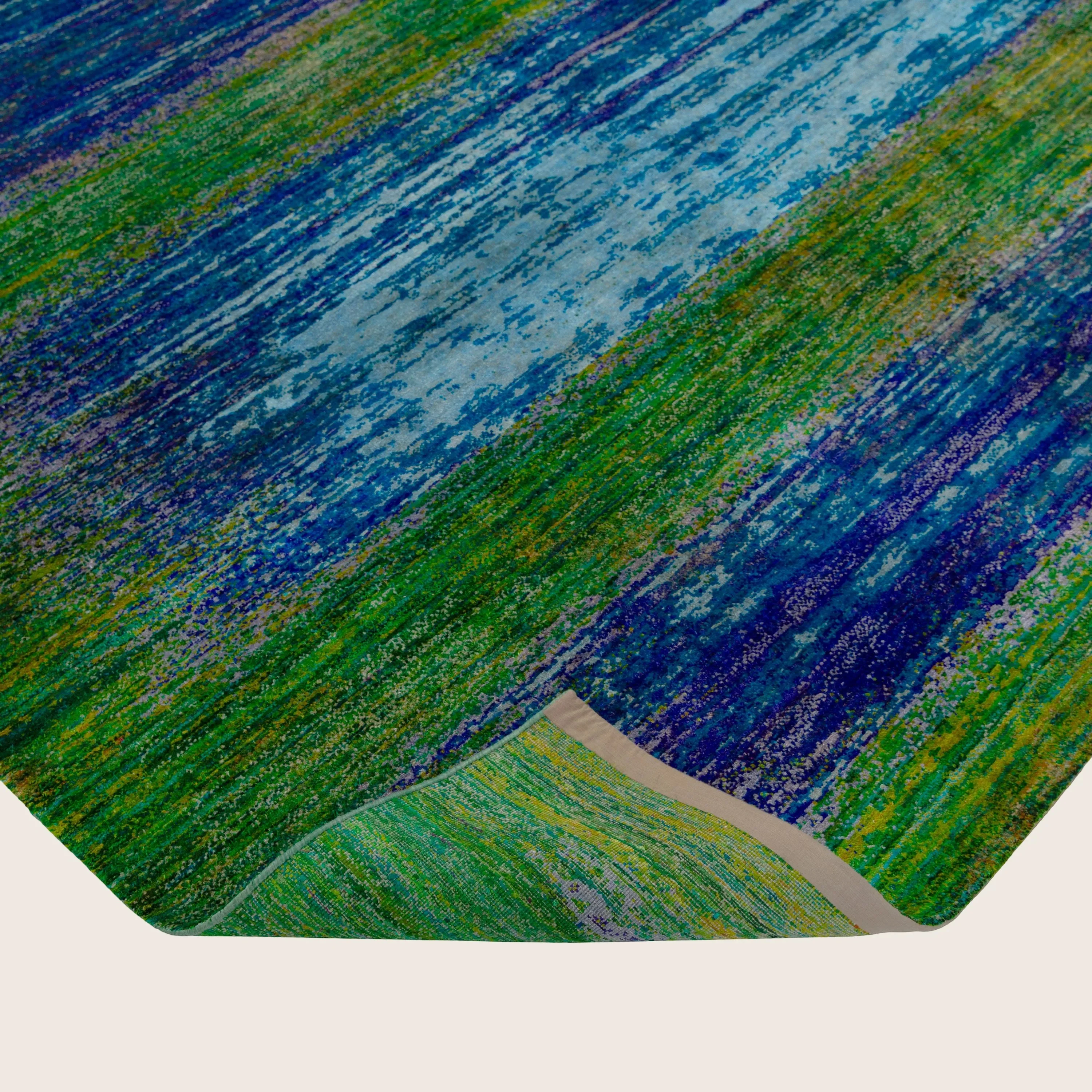 Green Contemporary Wool Silk Blend Rug - 8'1" x 10'2" - Image 4
