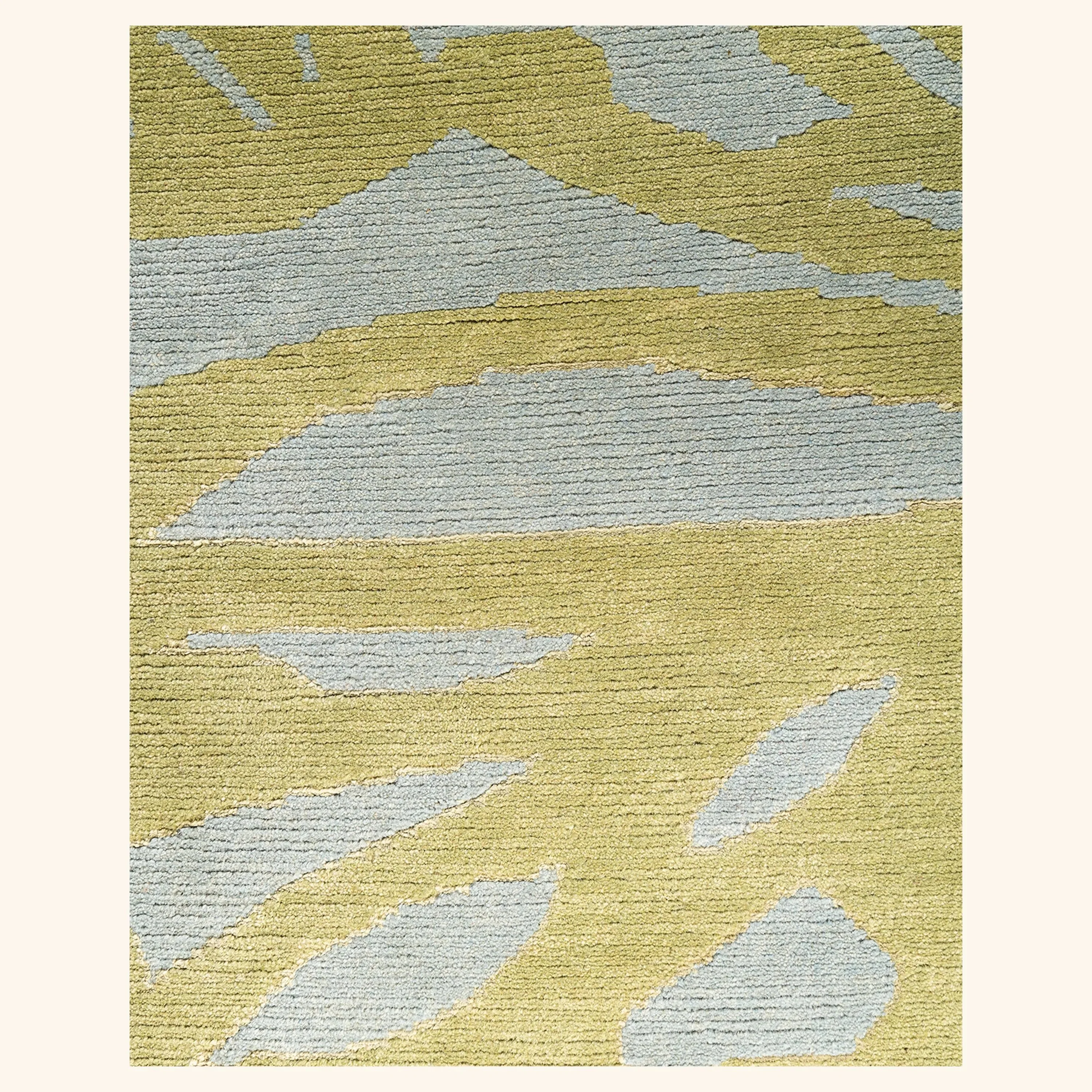Green Contemporary Wool Silk Blend Rug - 8' x 9'8" - Image 3