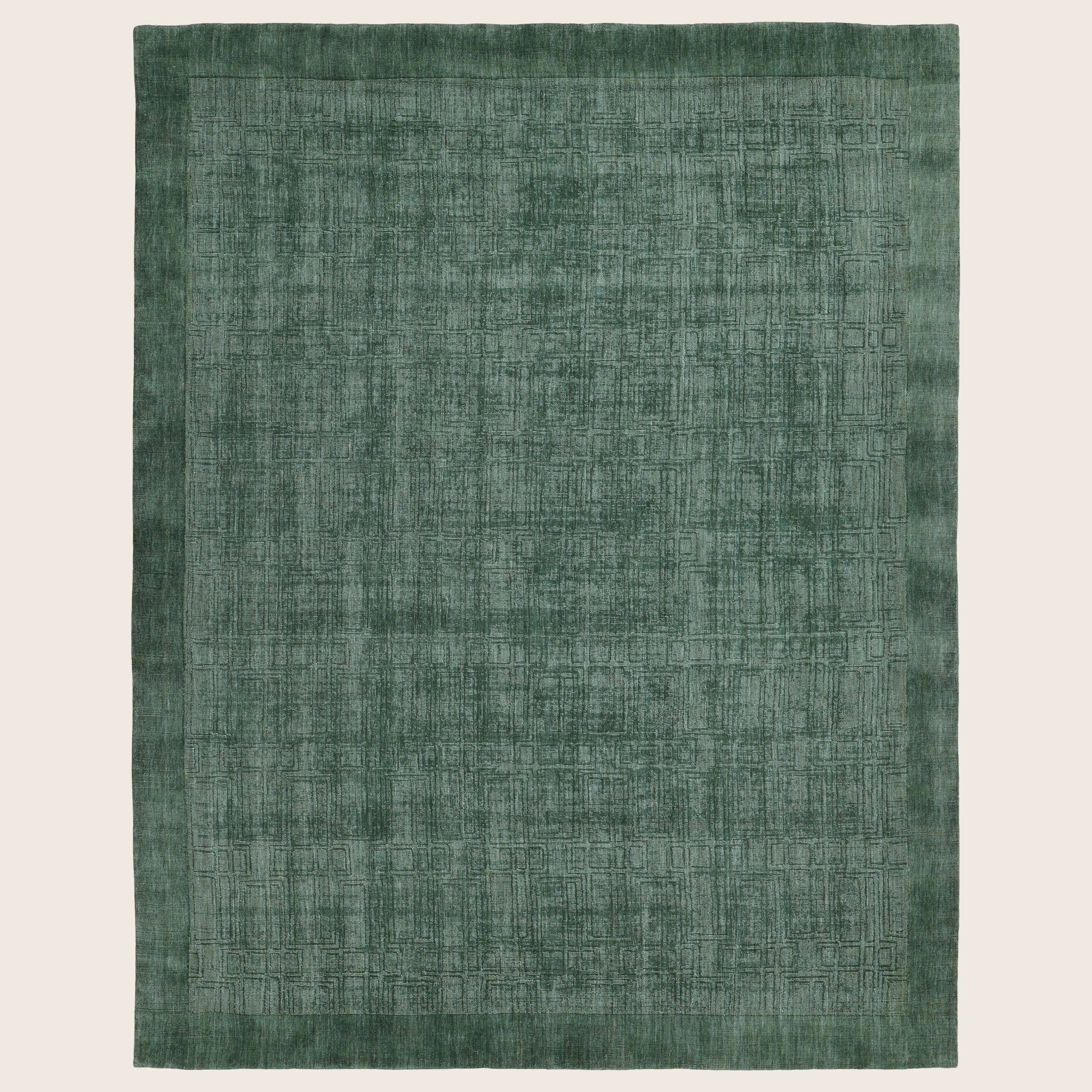 Green Solid Wool Rug