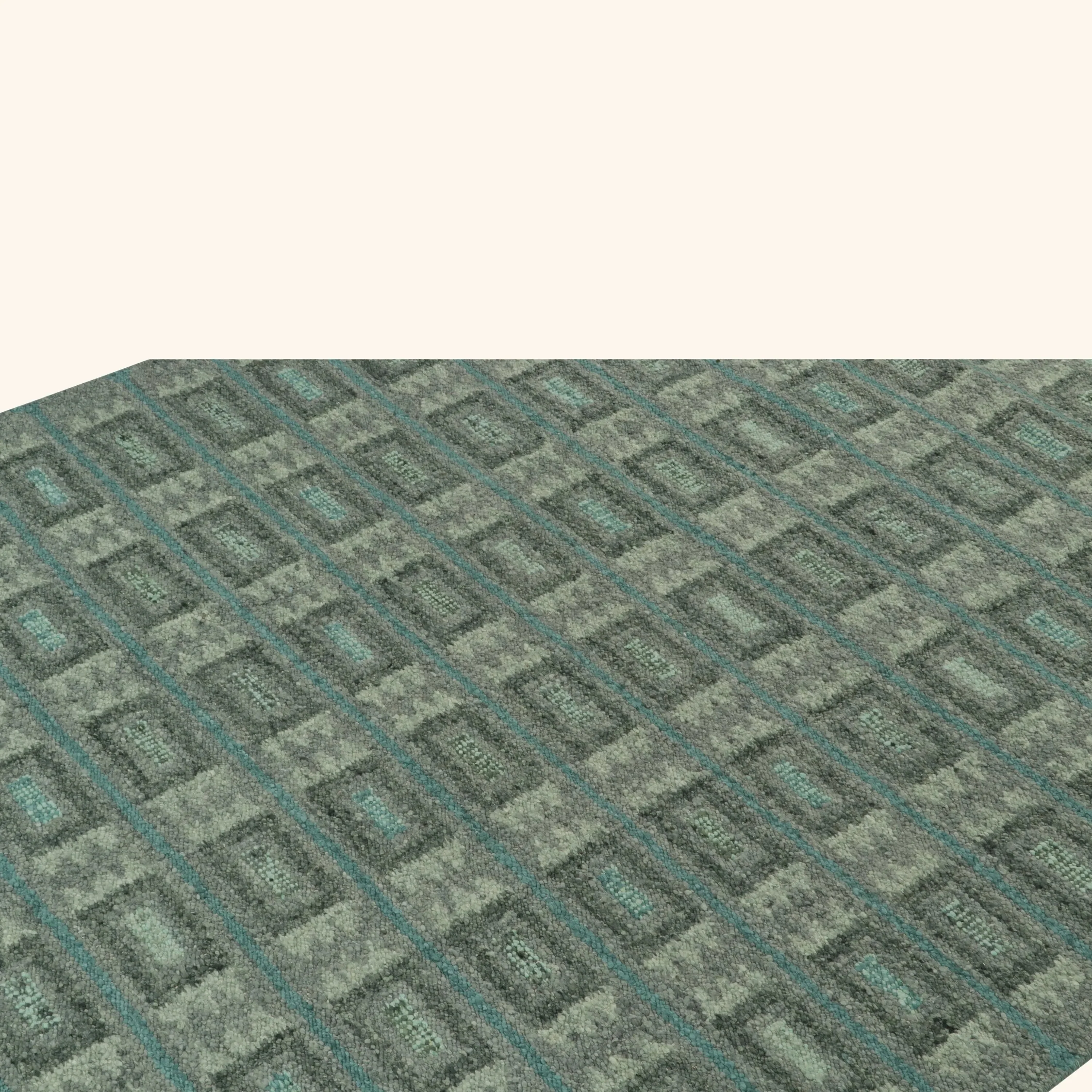 Green Swedish Inspired Flatweave Wool Rug - 9'4" x 12' - Image 2