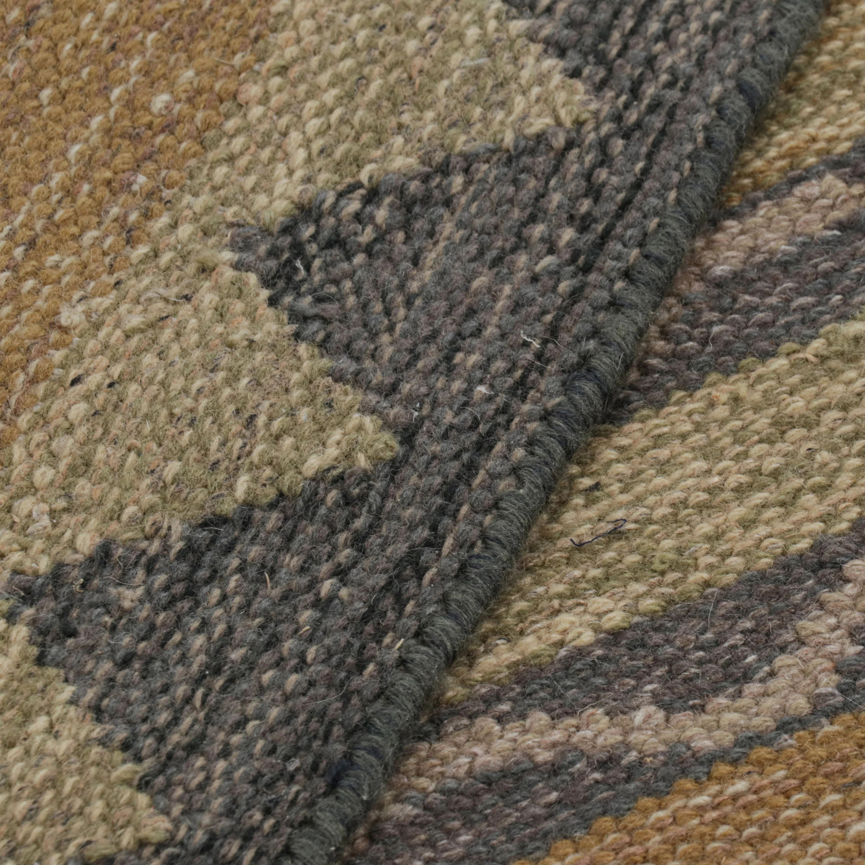 Brown Swedish Inspired Wool Flatweave Rug - 9'2" x 12'2" - Image 8