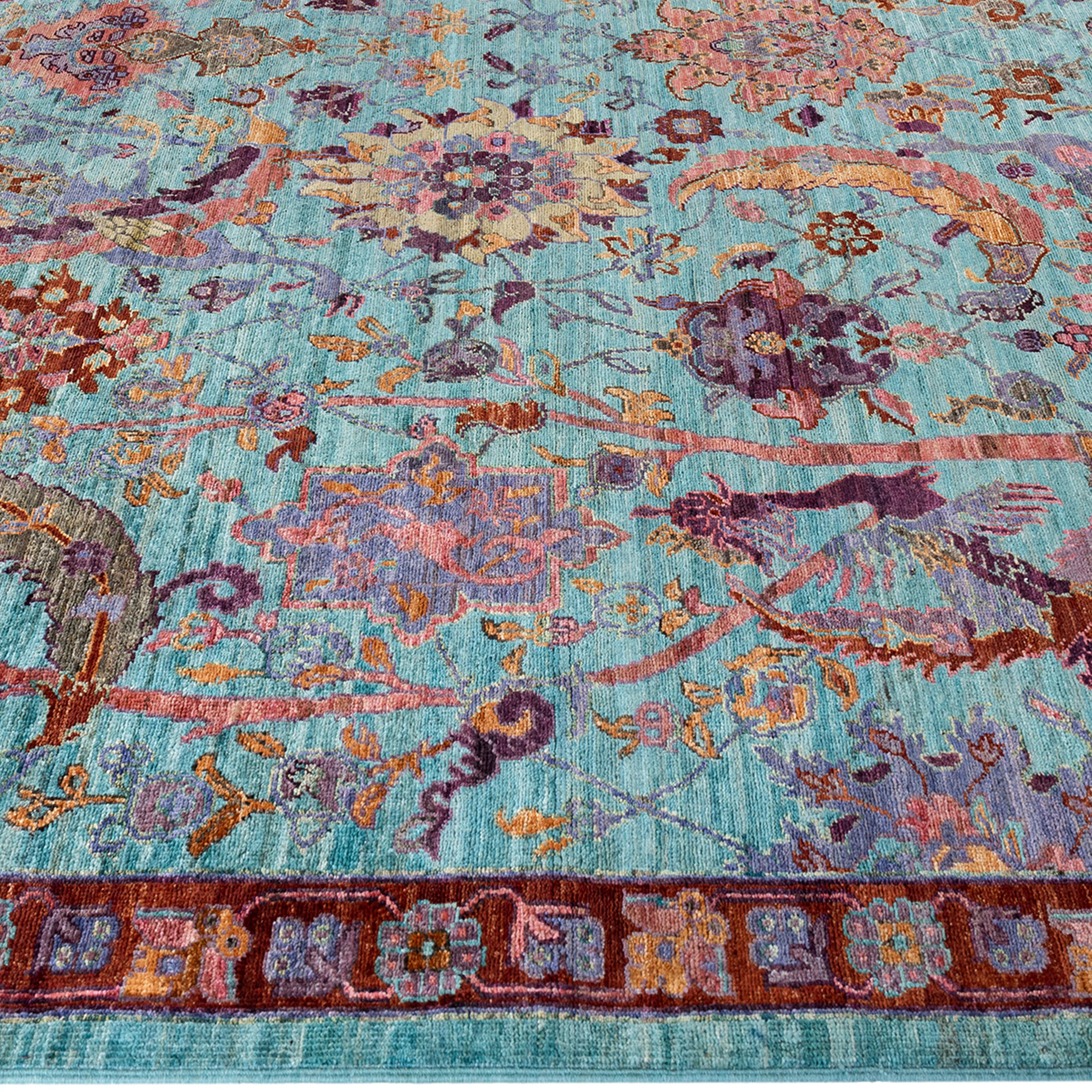 Blue Traditional Wool Rug - 8'10" x 12'2" - Image 4