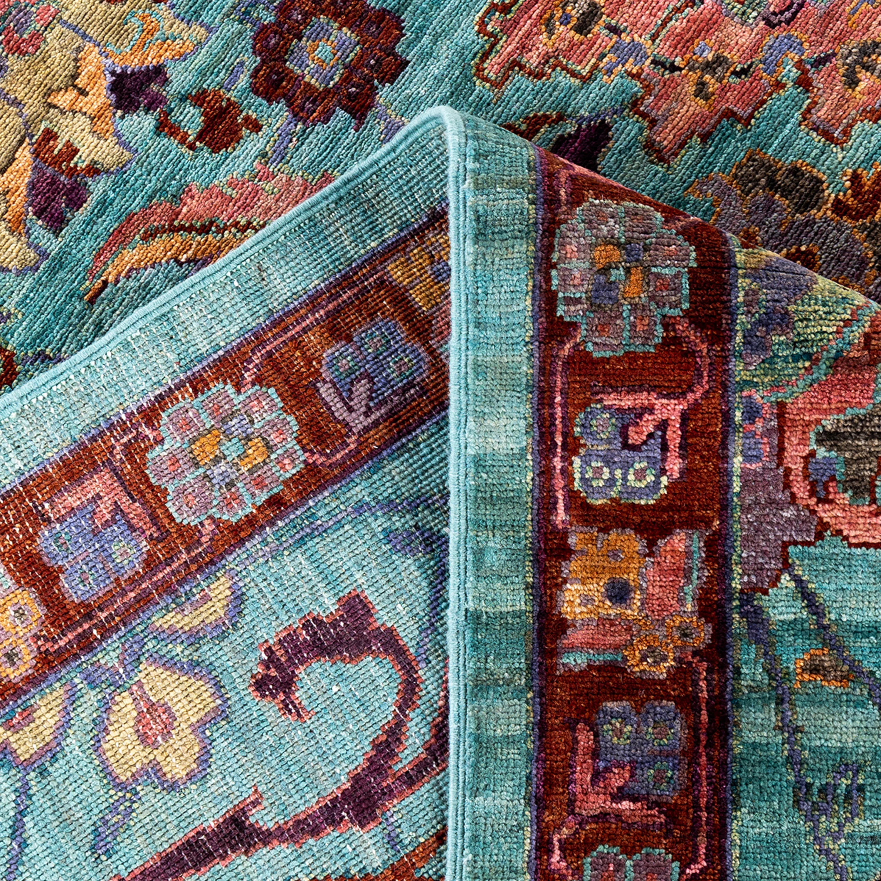 Blue Traditional Wool Rug - 8'10" x 12'2" - Image 6