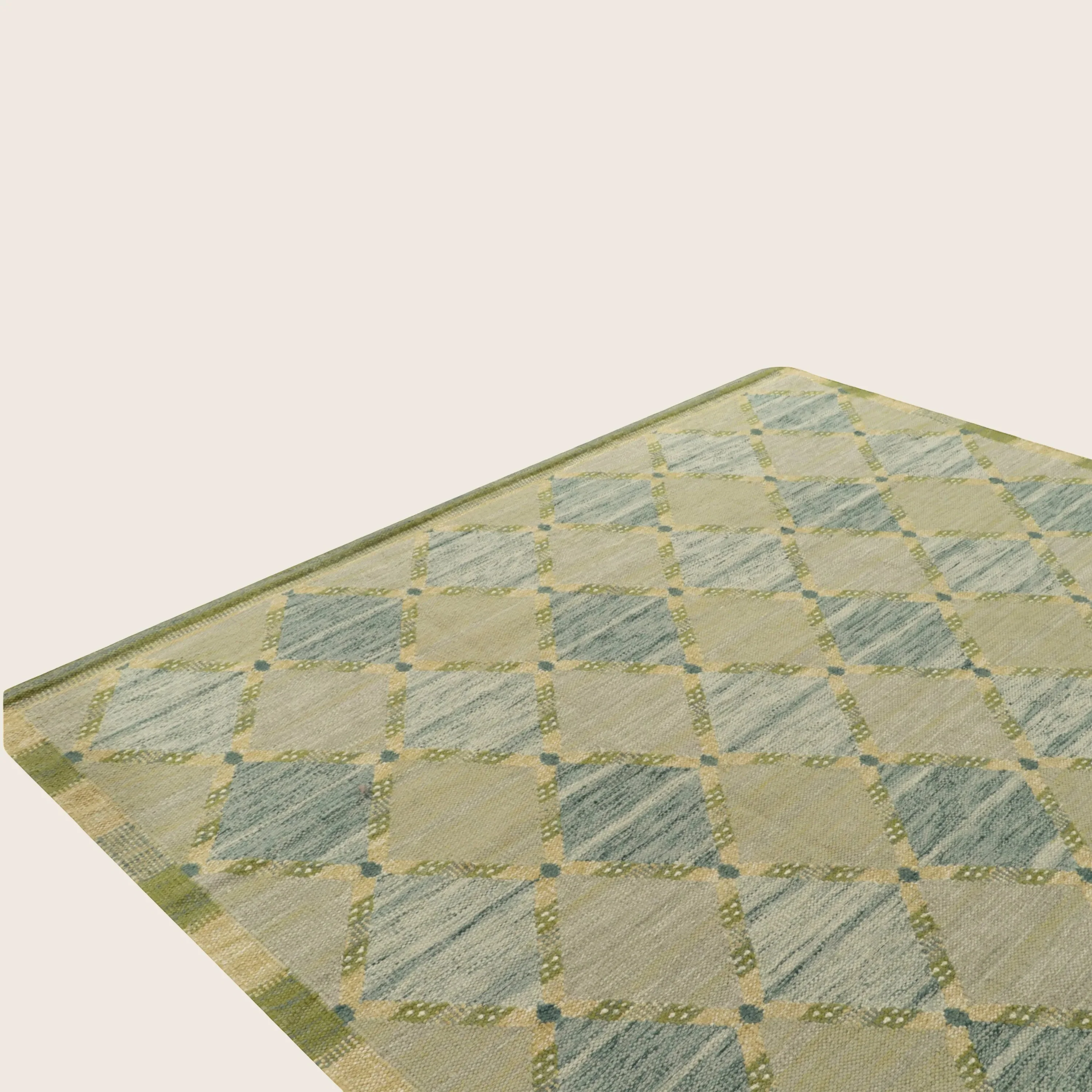 Green Transitional Swedish Inspired Wool Rug - 6' x 9' - Image 4