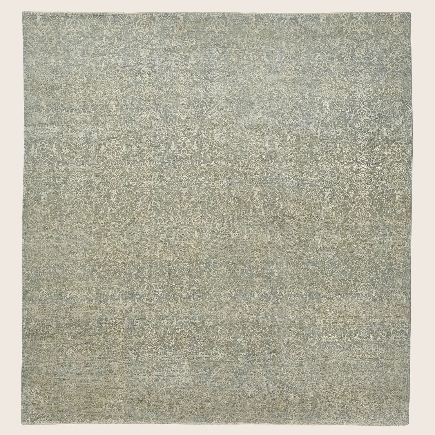 Green Transitional Wool Rug - 13'9" x 14'9"