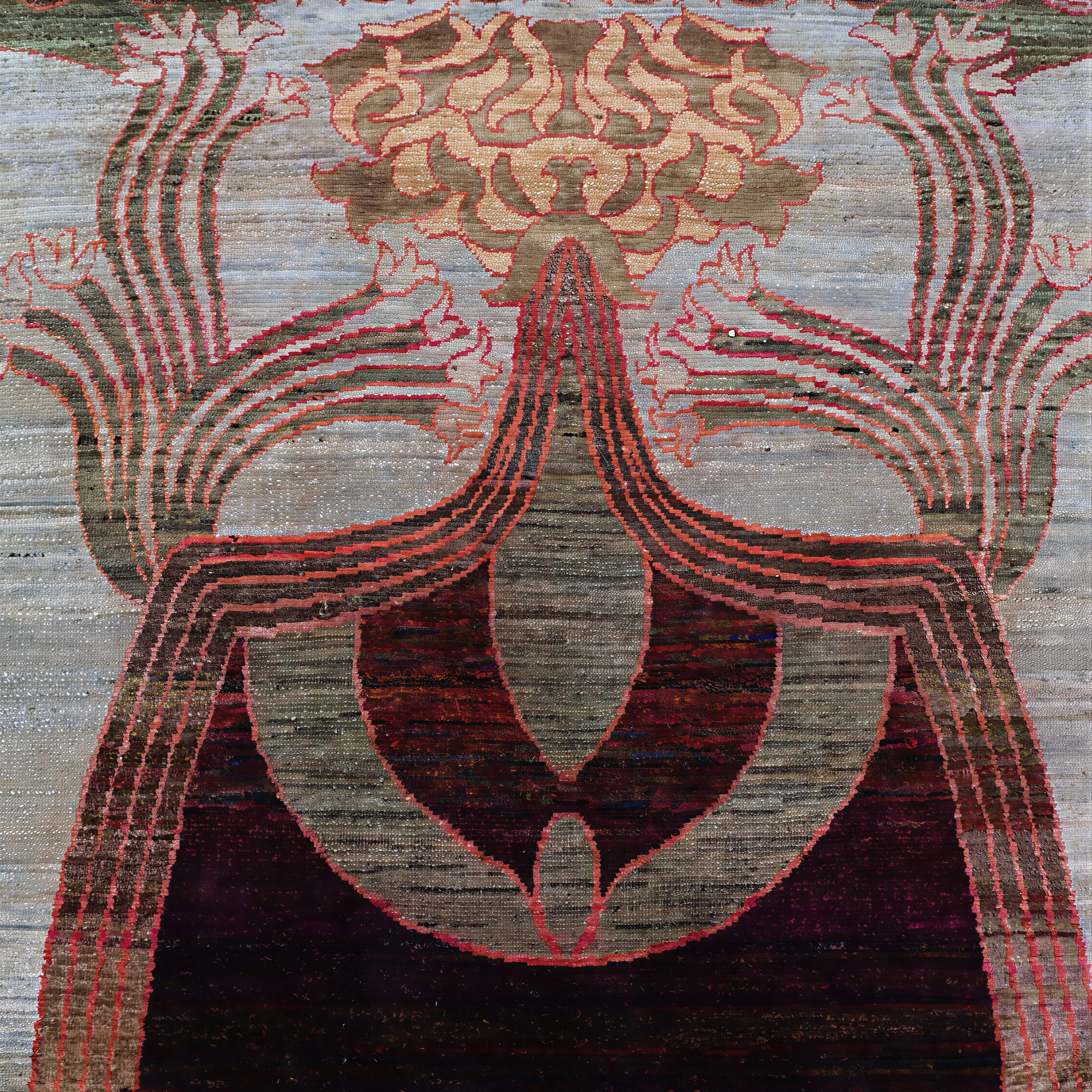 Grey Pink Alchemy Traditional Silk Wool Blend Rug - 8' x 10'6" - Image 3