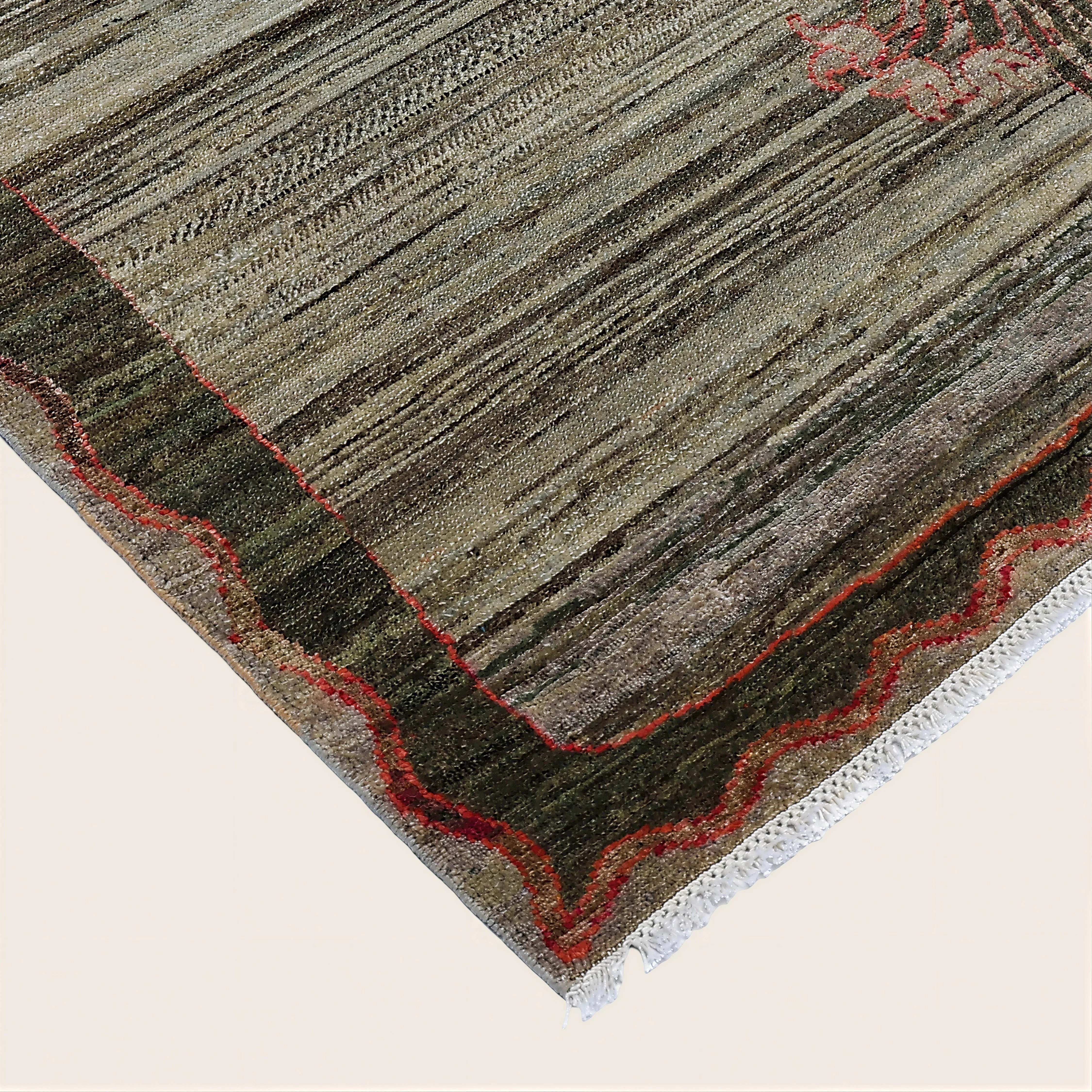 Grey Pink Alchemy Traditional Silk Wool Blend Rug - 8' x 10'6" - Image 5