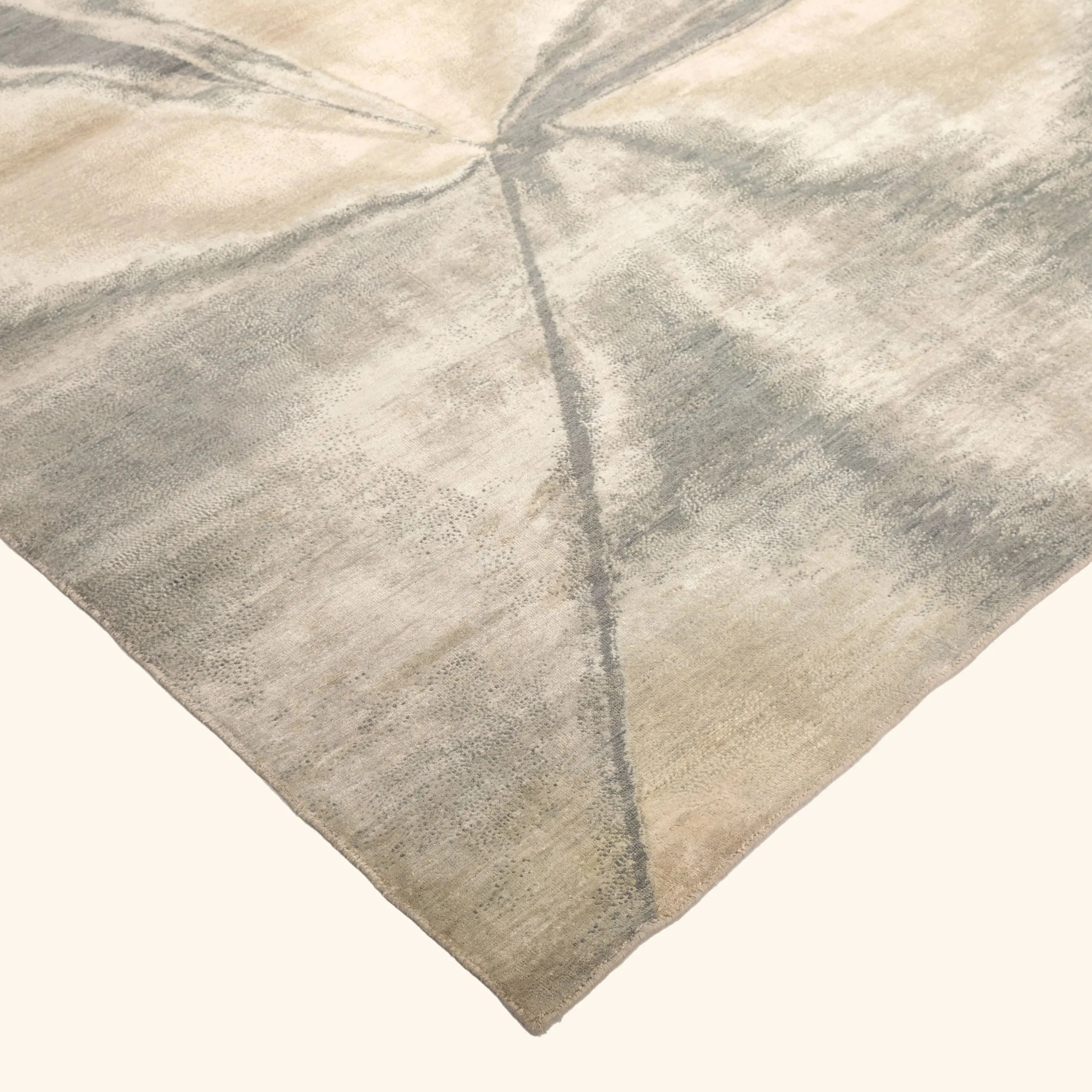 Grey Contemporary Silk Wool Blend Rug - 8'1" x 10'3" - Image 3