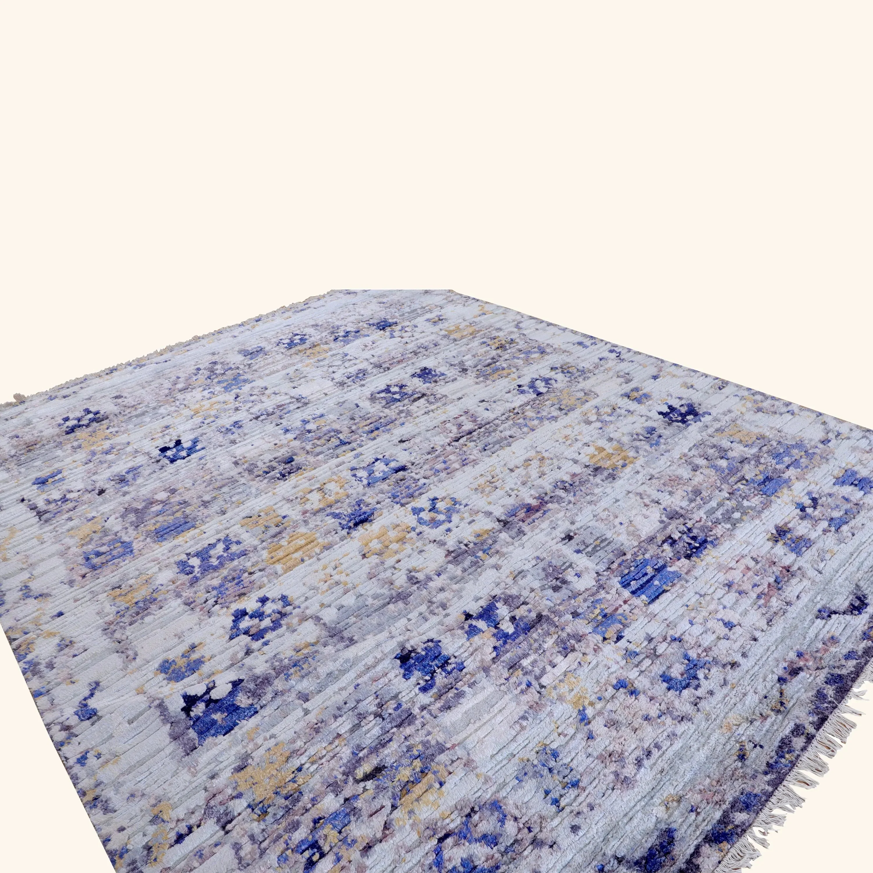 Grey Contemporary Wool Silk Blend Rug - Image 3
