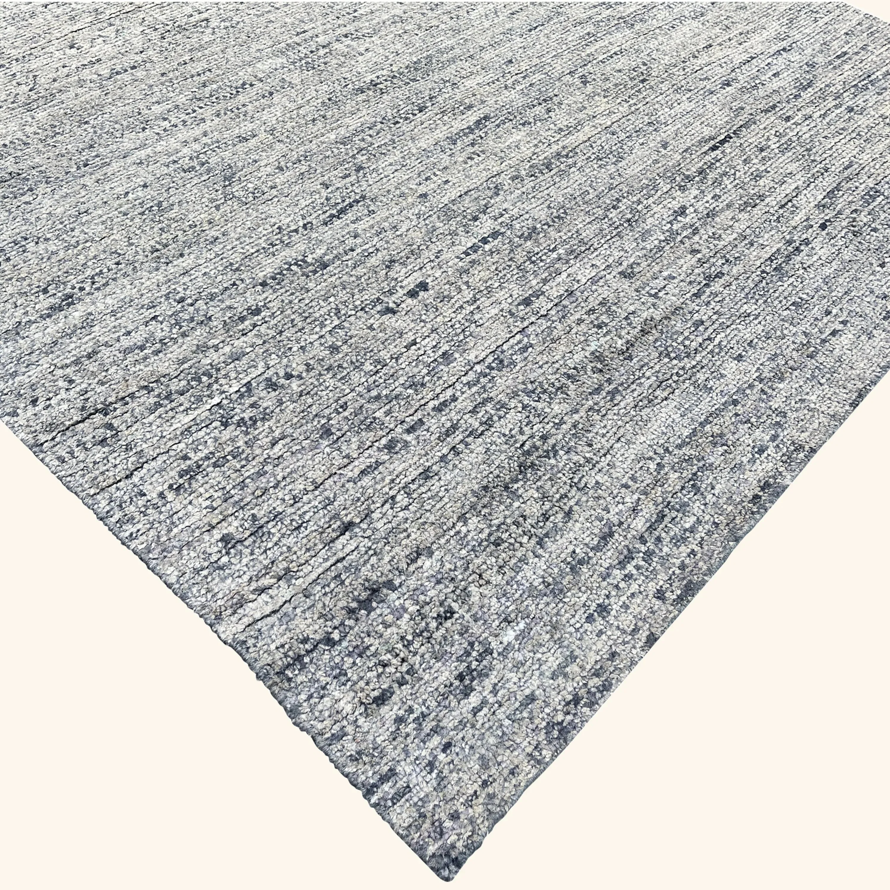 Grey Contemporary Wool Silk Blend Rug - 8'10" x 11'7" - Image 4