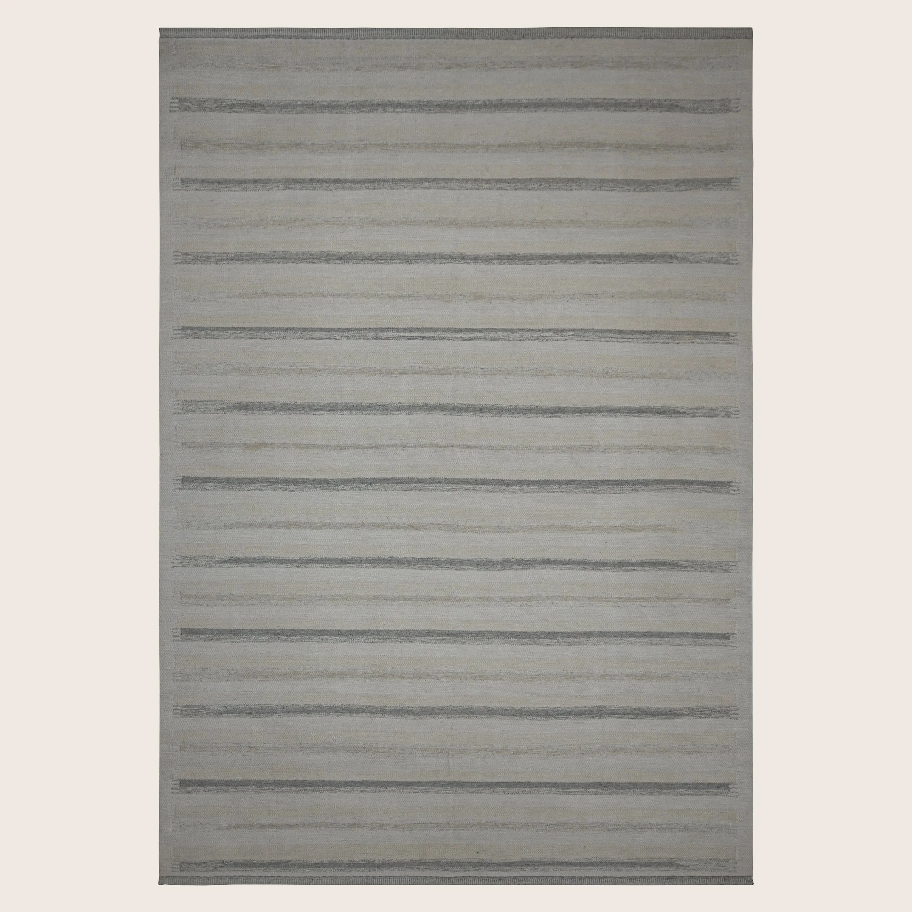 Light Grey Swedish Inspired Flatweave Wool Rug - 9'10" x 14' - Image 7