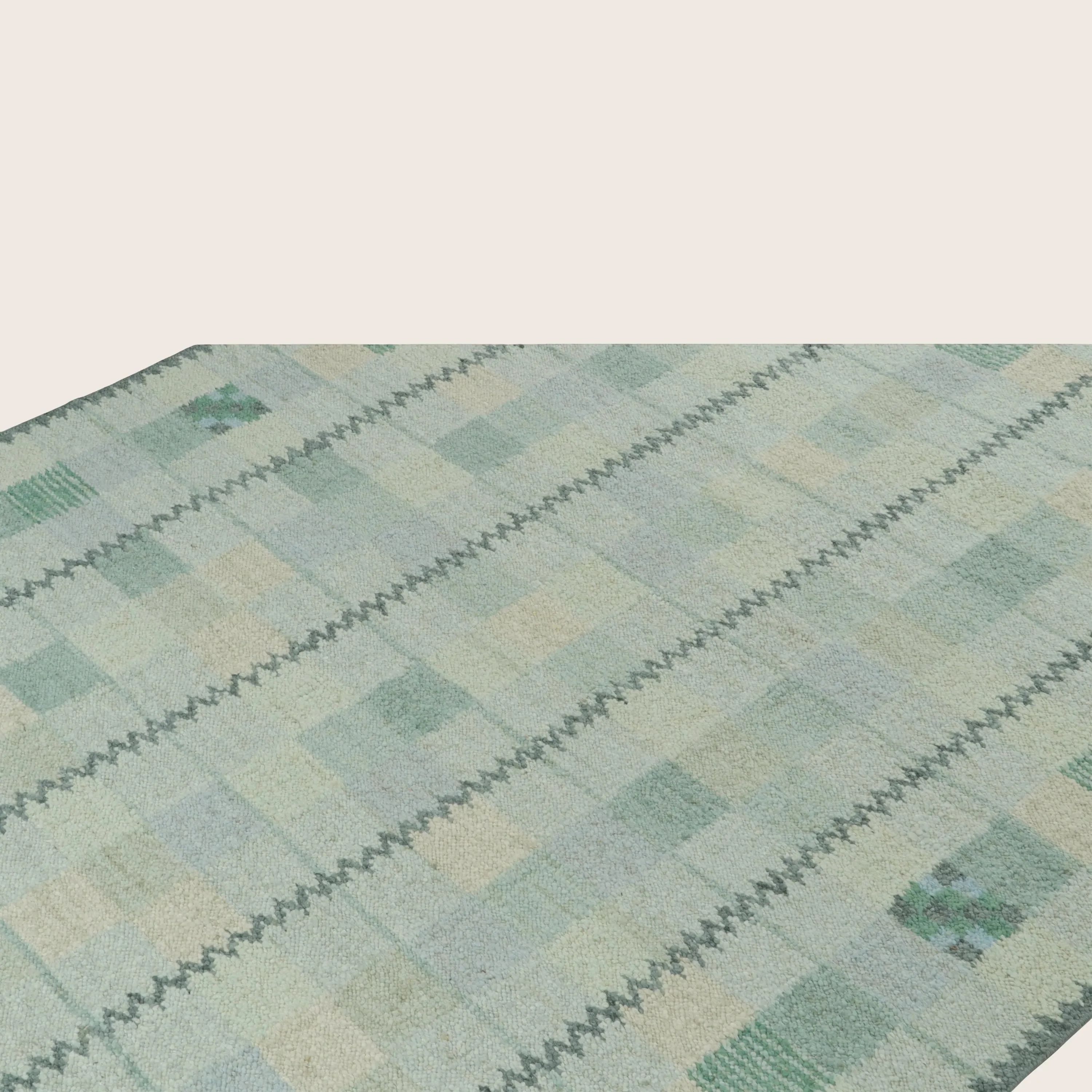 Teal Swedish Inspired Wool Flatweave Rug - 9'4" x 11'11" - Image 2