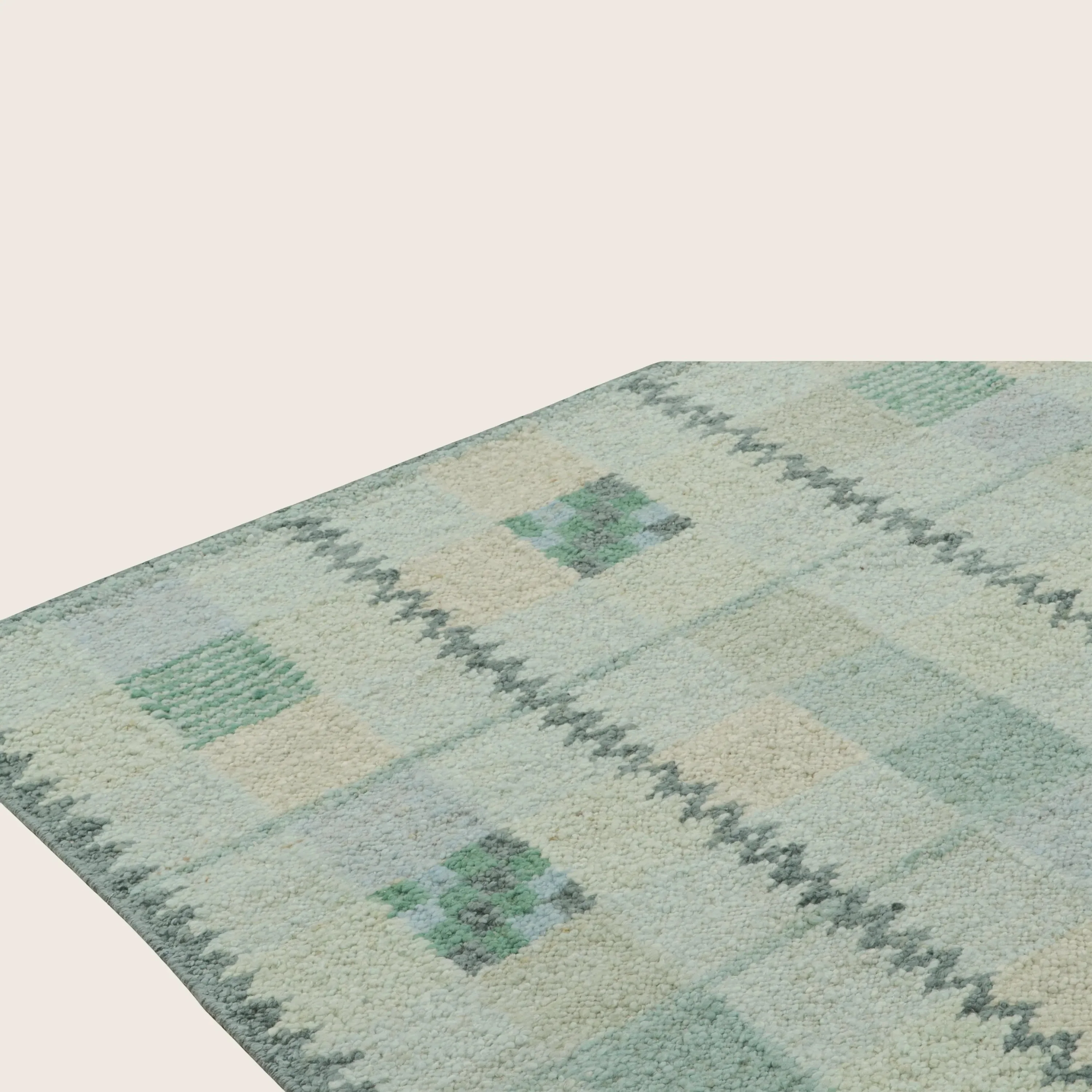 Teal Swedish Inspired Wool Flatweave Rug - 9'4" x 11'11" - Image 3