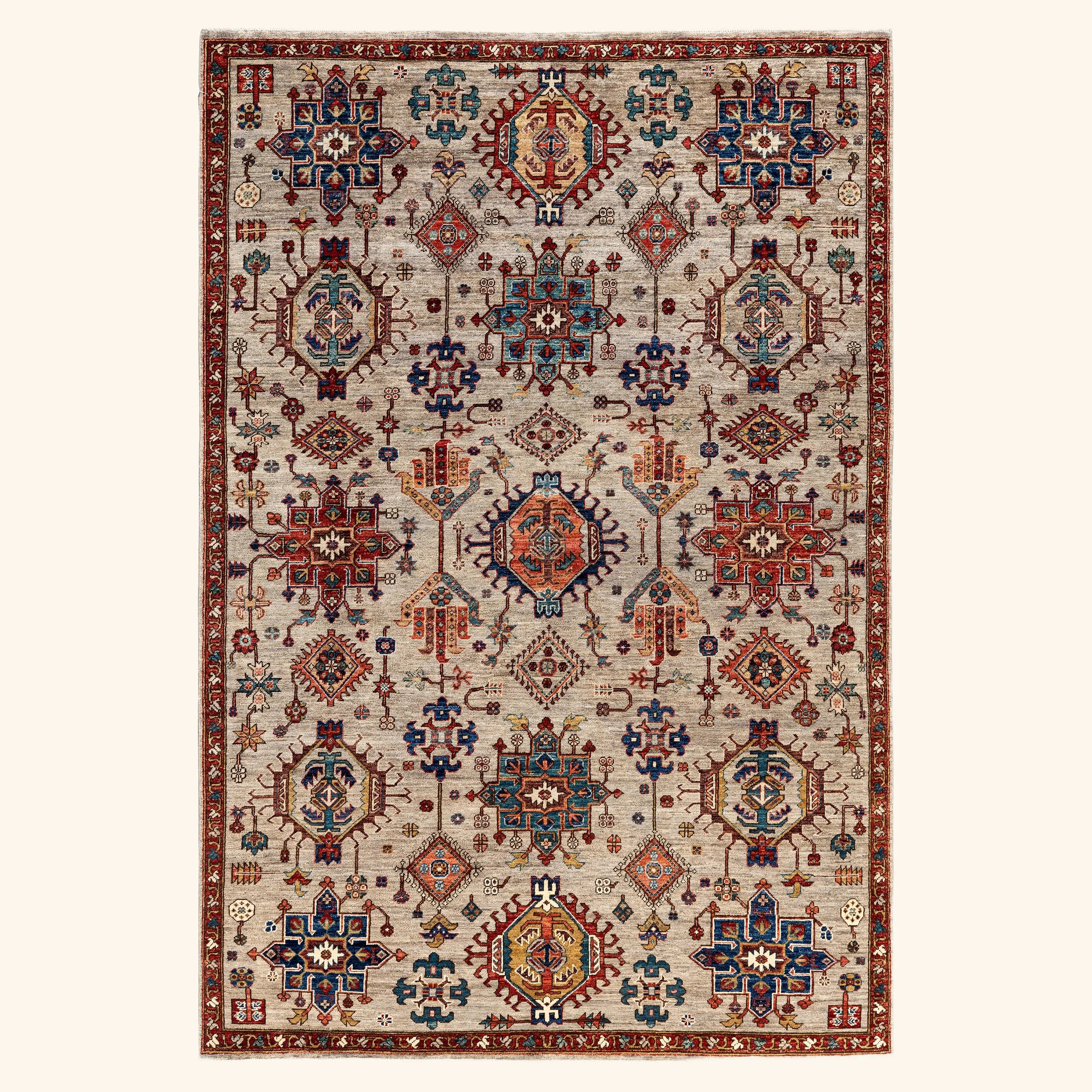 Beige Traditional Serapi Wool Rug - 5'11" x 8'10"