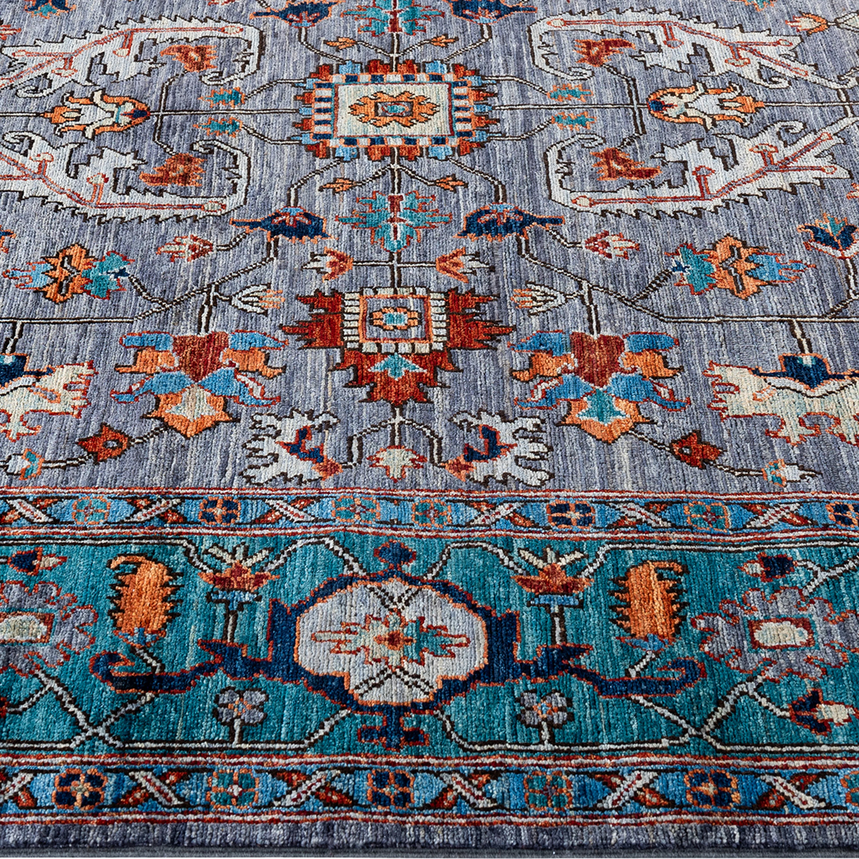 Grey Traditional Serapi Wool Rug - 5'11" x 9' - Image 4