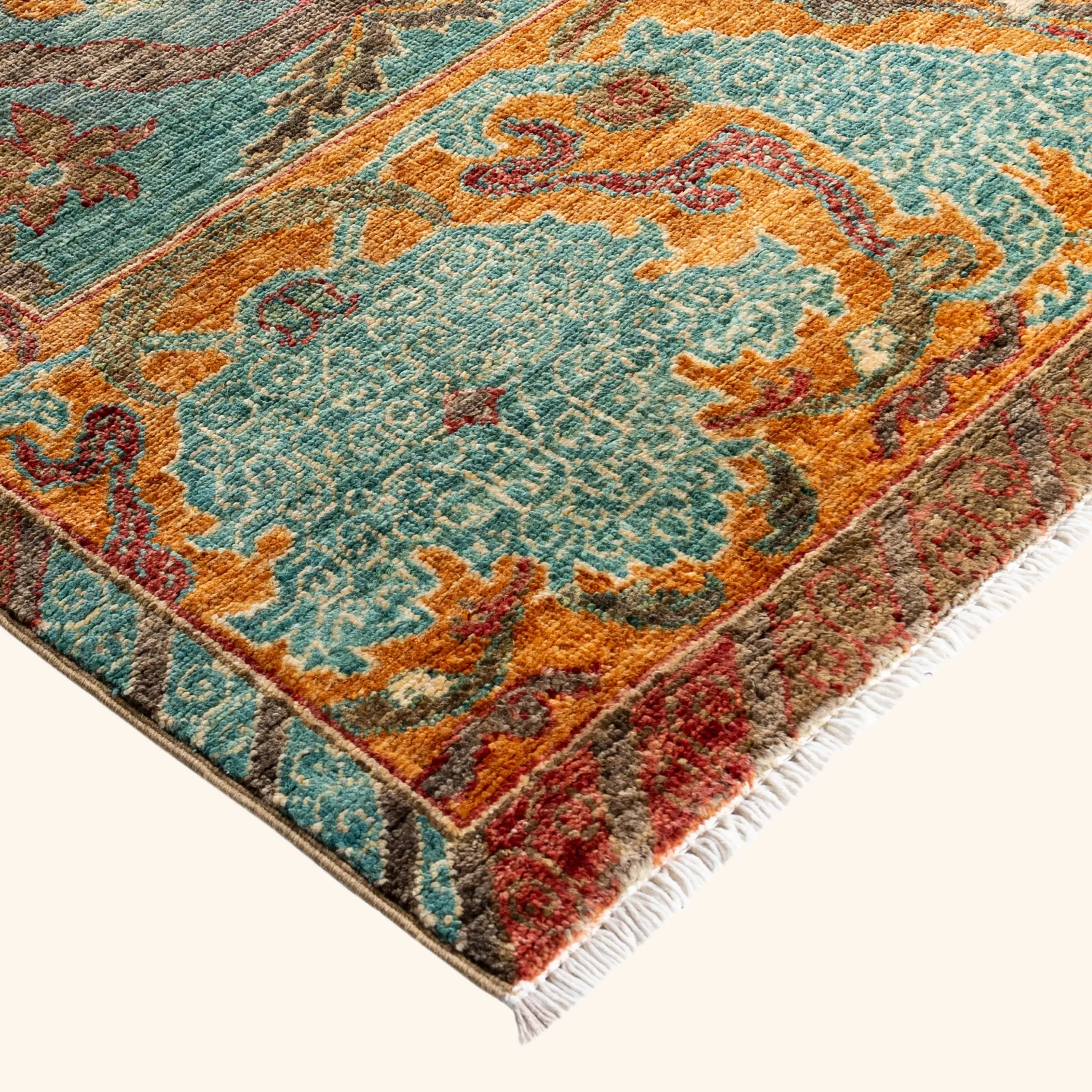 Blue & Yellow Soluna Traditional Wool Rug - 6' x 9'2" - Image 2