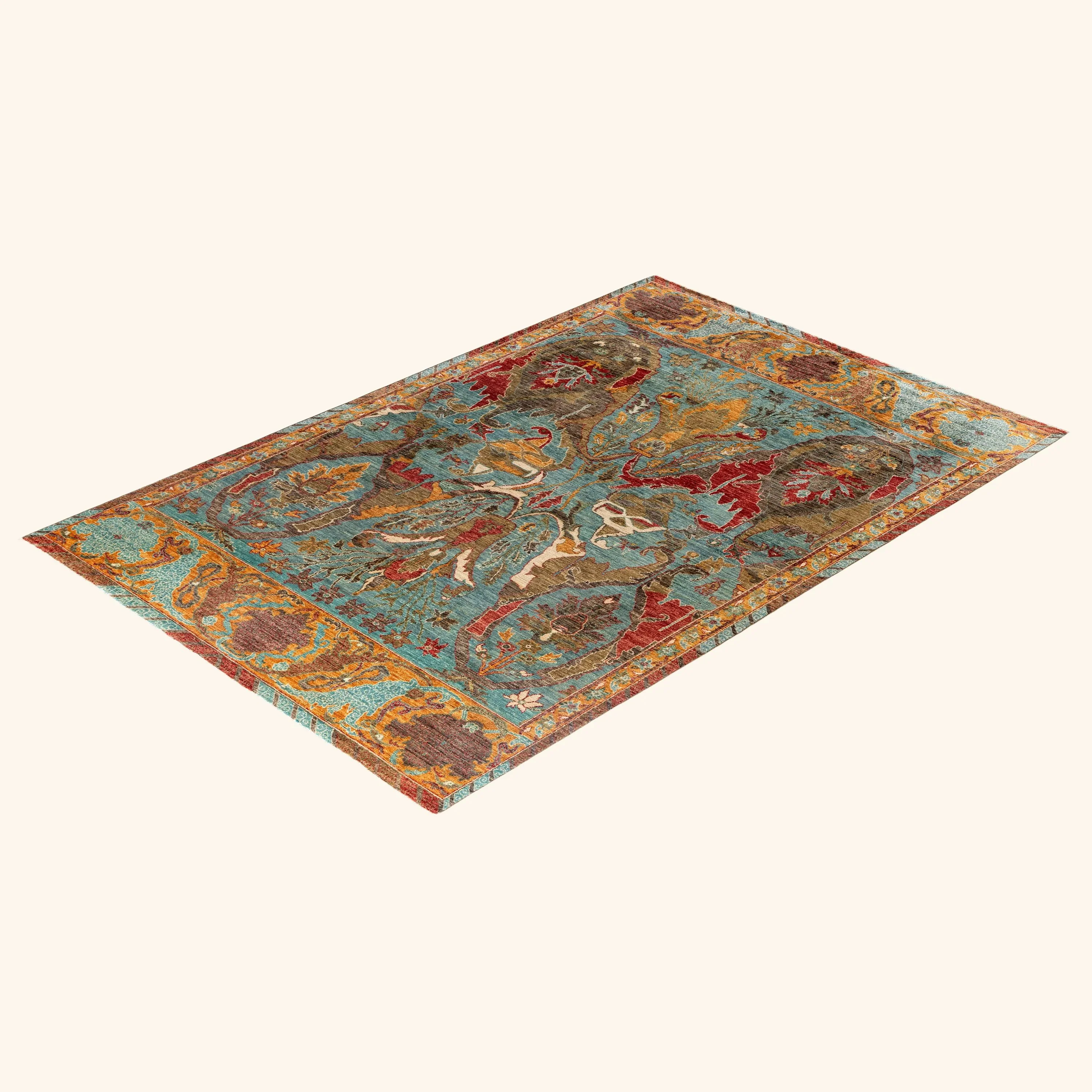 Blue & Yellow Soluna Traditional Wool Rug - 6' x 9'2" - Image 8