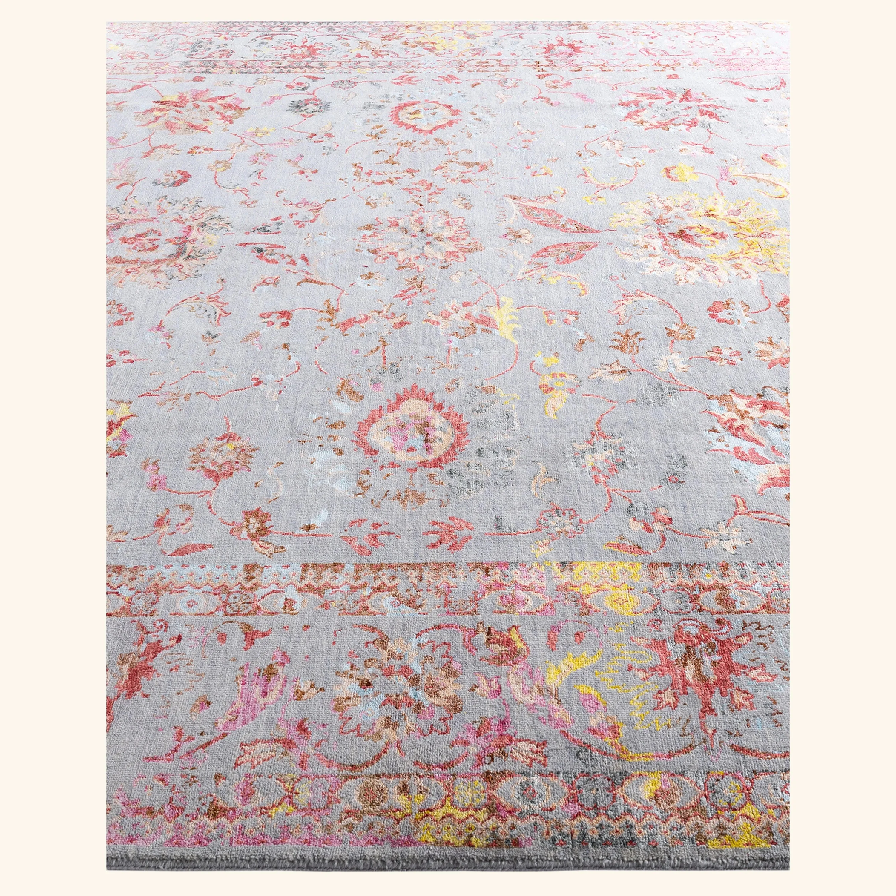 Pink Traditional Wool Slik Blend Rug - 8'2" x 10'1" - Image 4