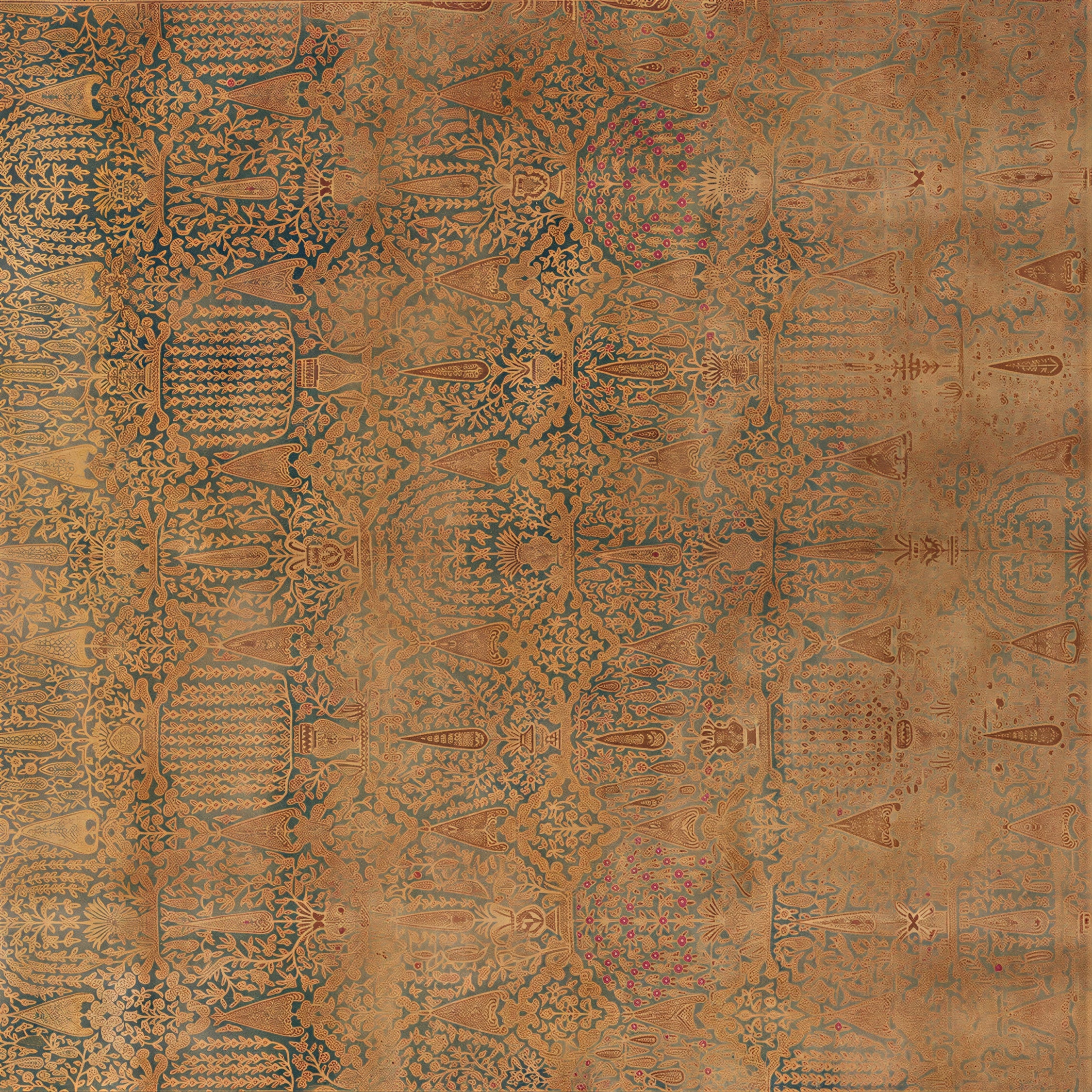 Beige Vintage Tabriz Wool Rug- 20'5"x21'1" - Image 2