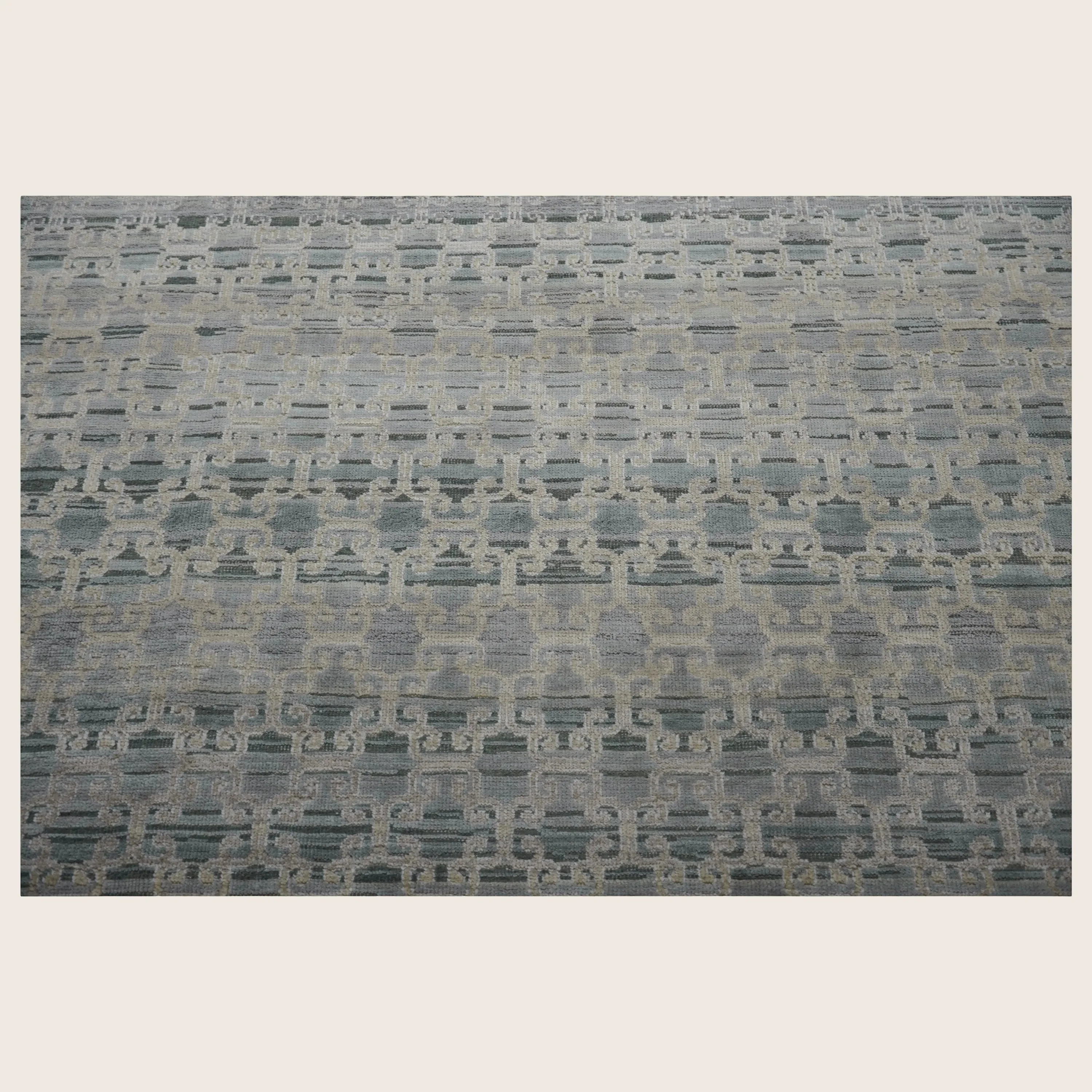 Grey Traditional Silk Rug - 9' x 12' - Image 8