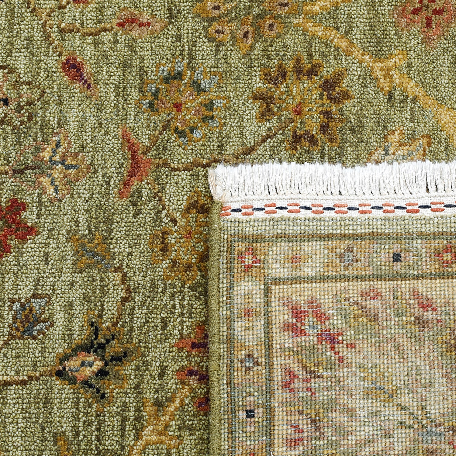 Green Traditional Wool Rug - 5' x 8' - Image 3