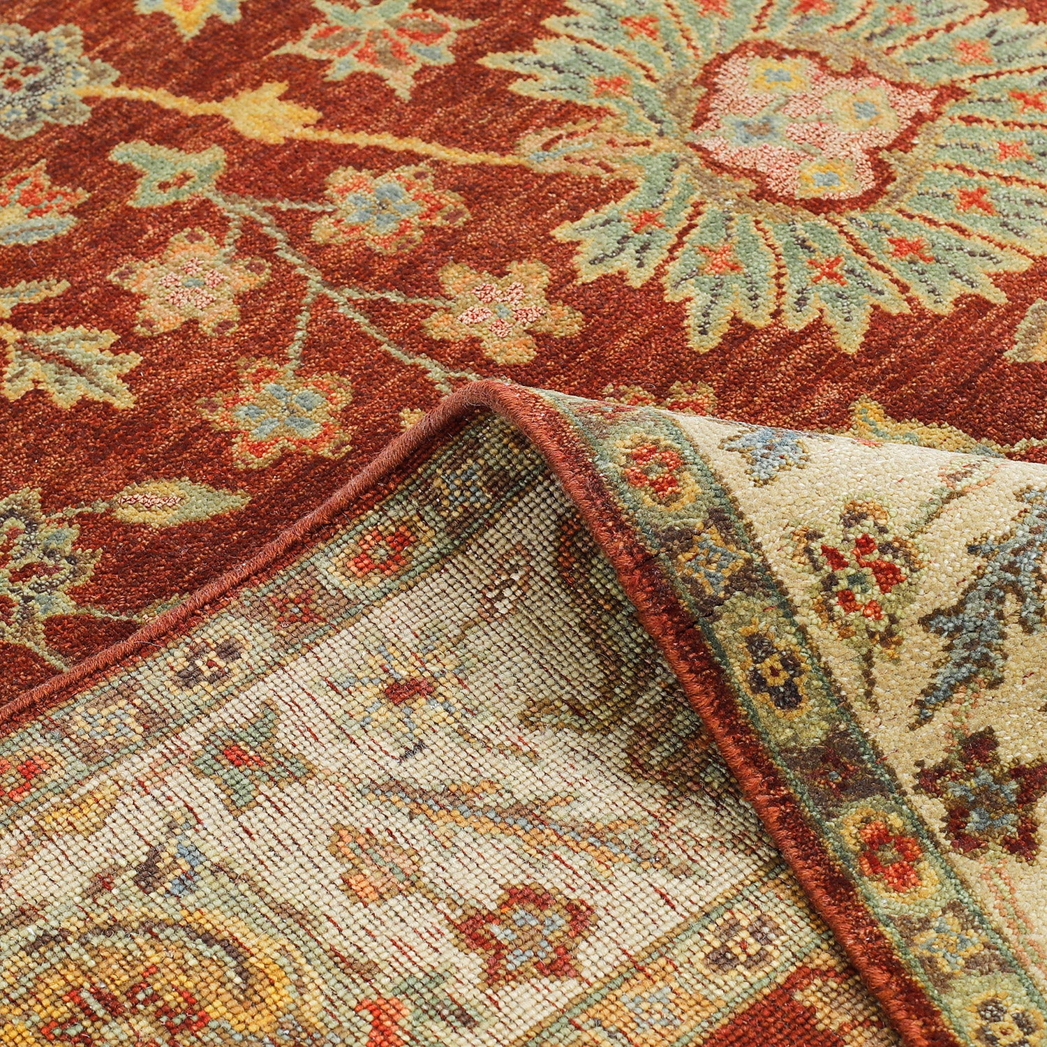Red Traditional Wool Rug - 5' x 8'5" - Image 5