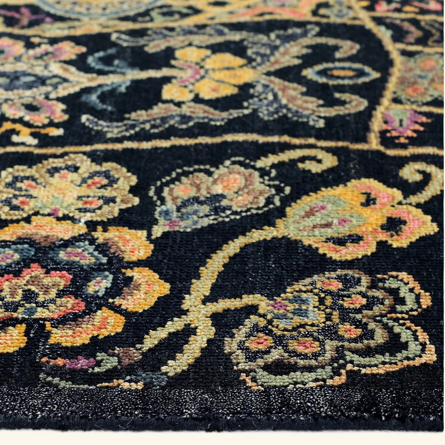 Black Transitional Wool Rug - 5' x 8' - Image 7