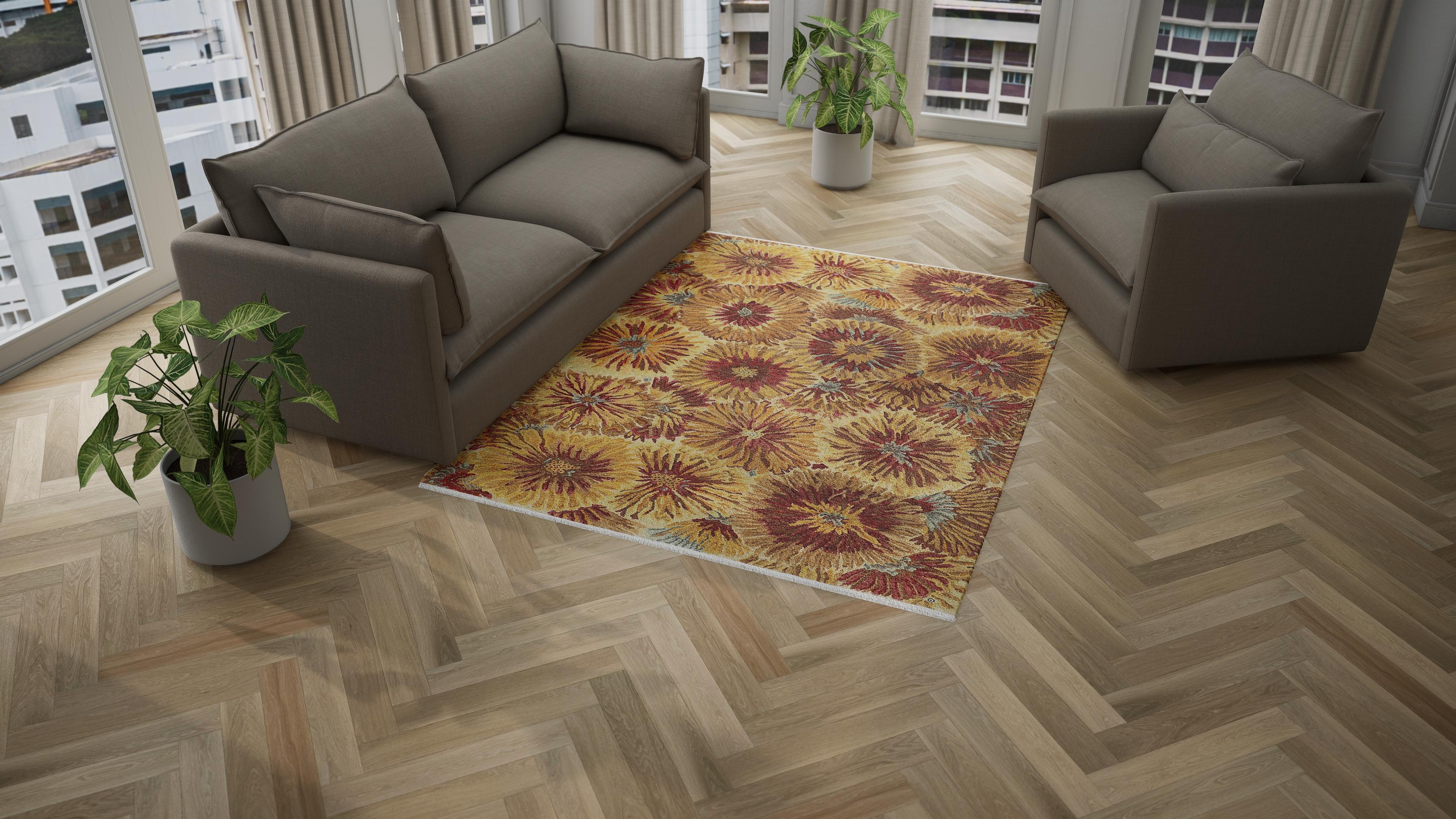 Brown Contemporary Wool Rug - 6'1" x 8'10" - Image 3