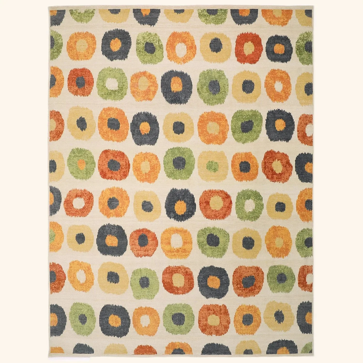 Multi Patterned Modern Wool Rug - 9' x 11'9"