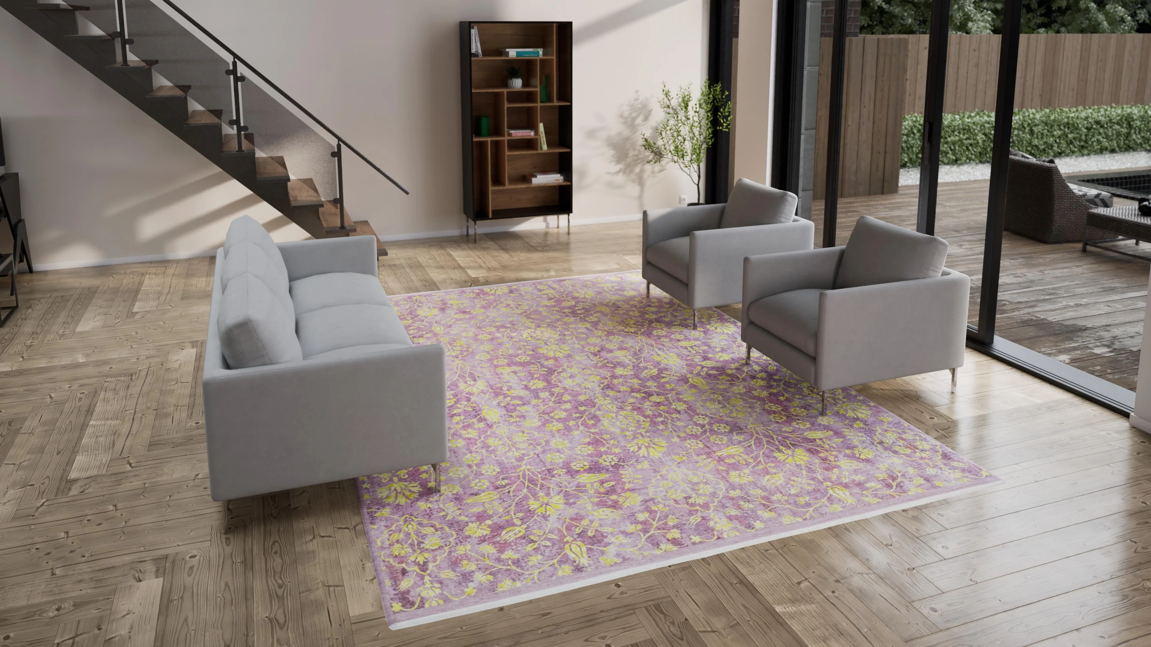 Purple Transitional Wool Rug - 9'1" x 12'5" - Image 3