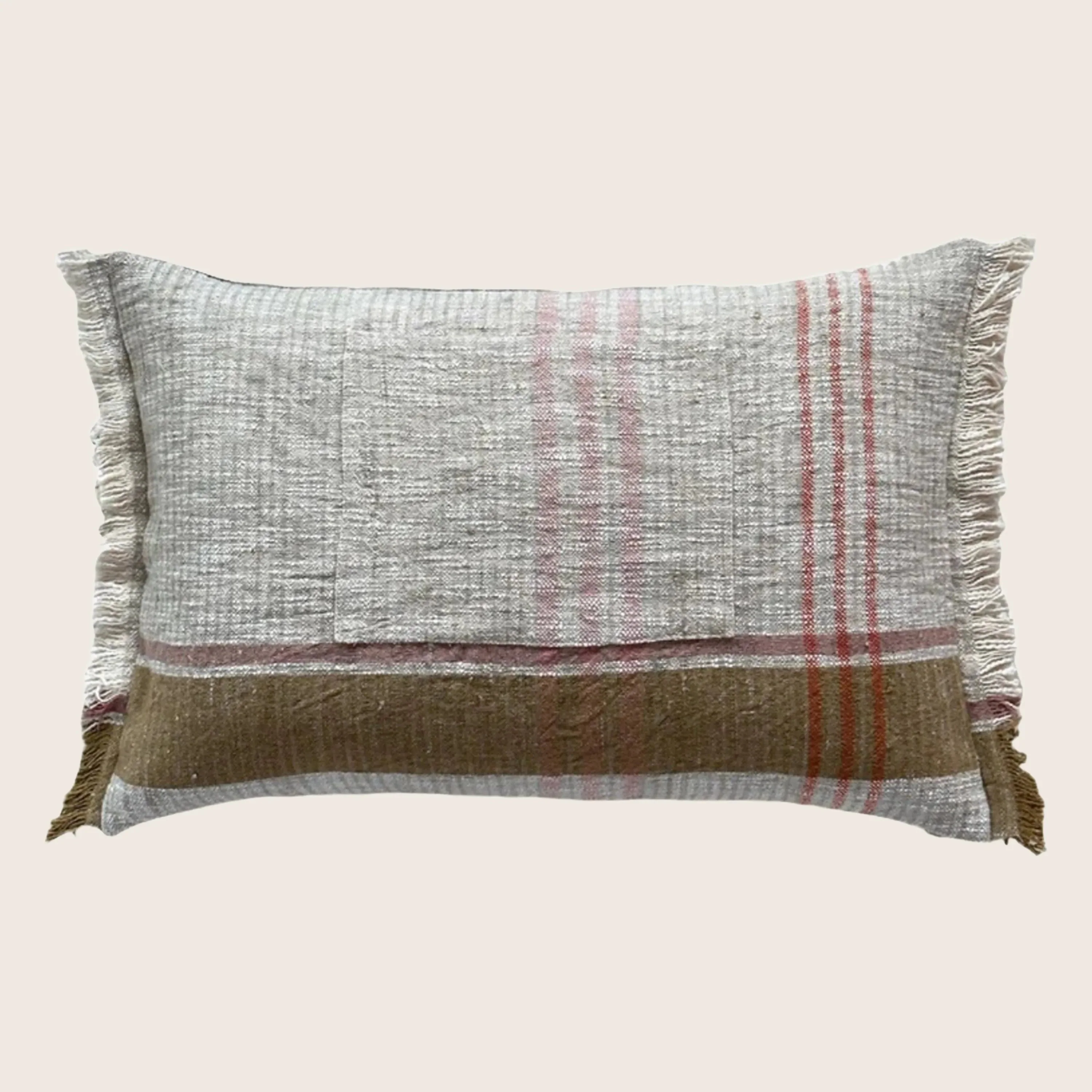 Handspun Cotton Apron Pocketed Lumbar Pillow