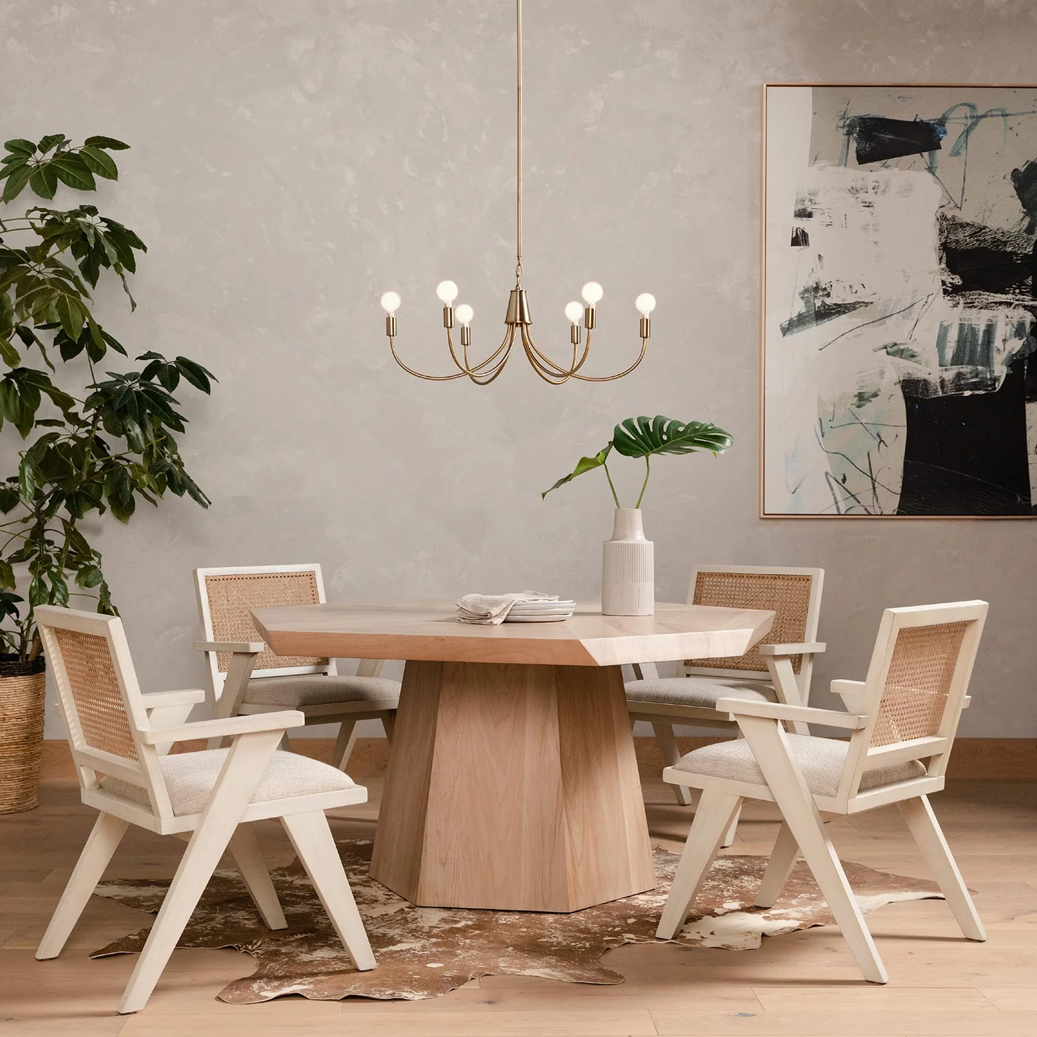 Hexagon Wooden Dining Table - Image 2
