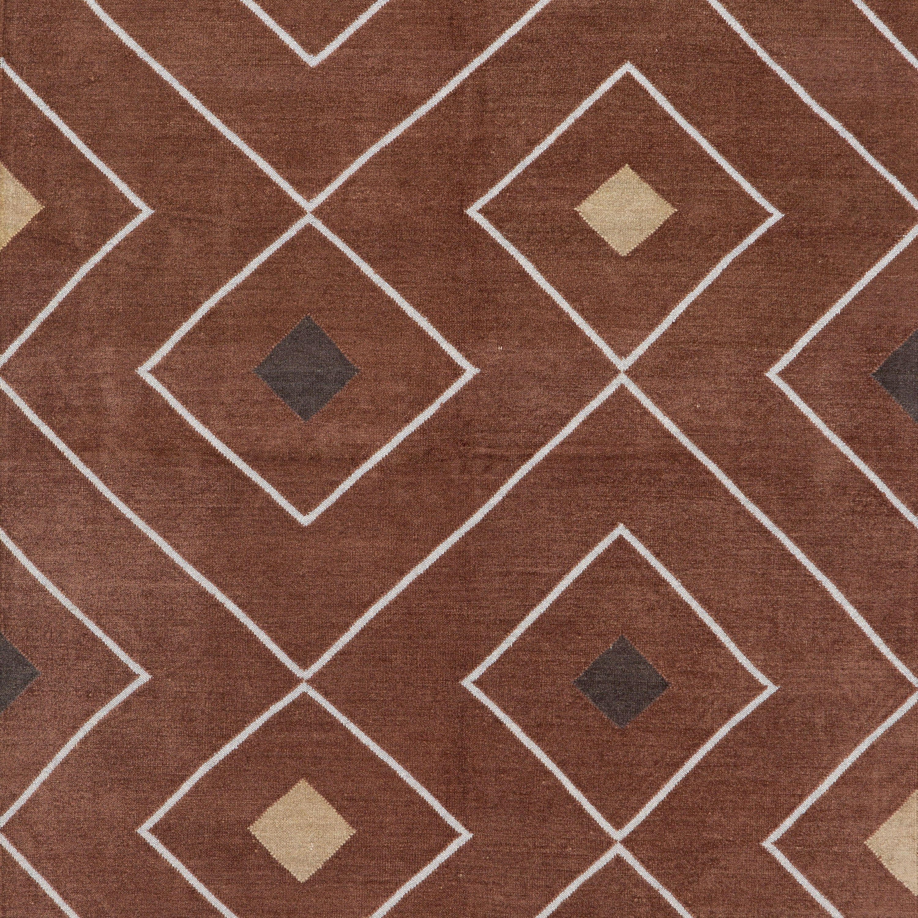 Brown Geometric Flatweave Chenille Rug - 3'6" x 5'6" - Image 2