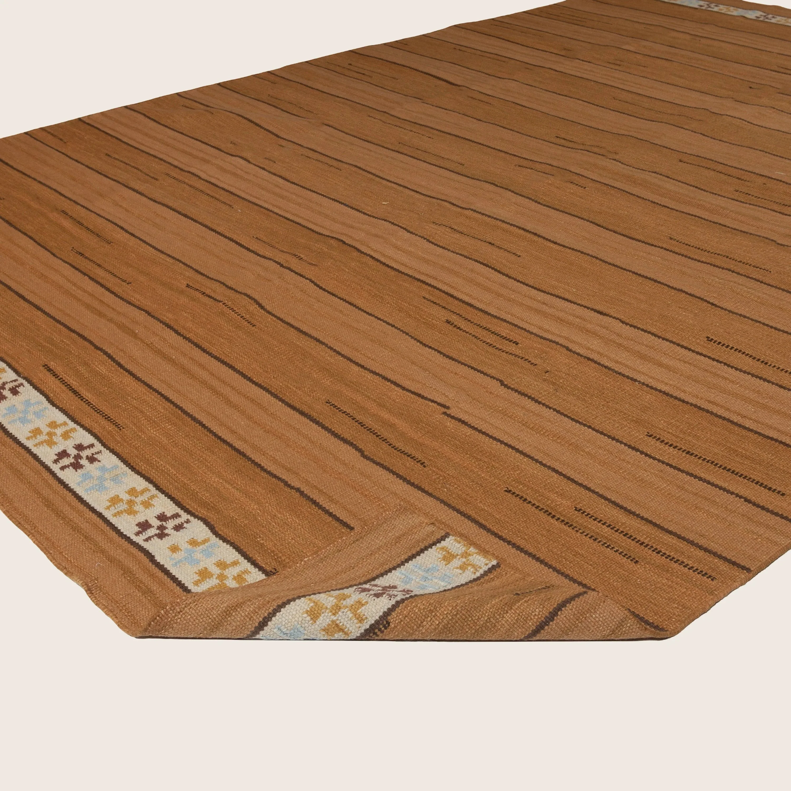 Brown Swedish Flatweave Wool Rug - 10' x 14' - Image 4