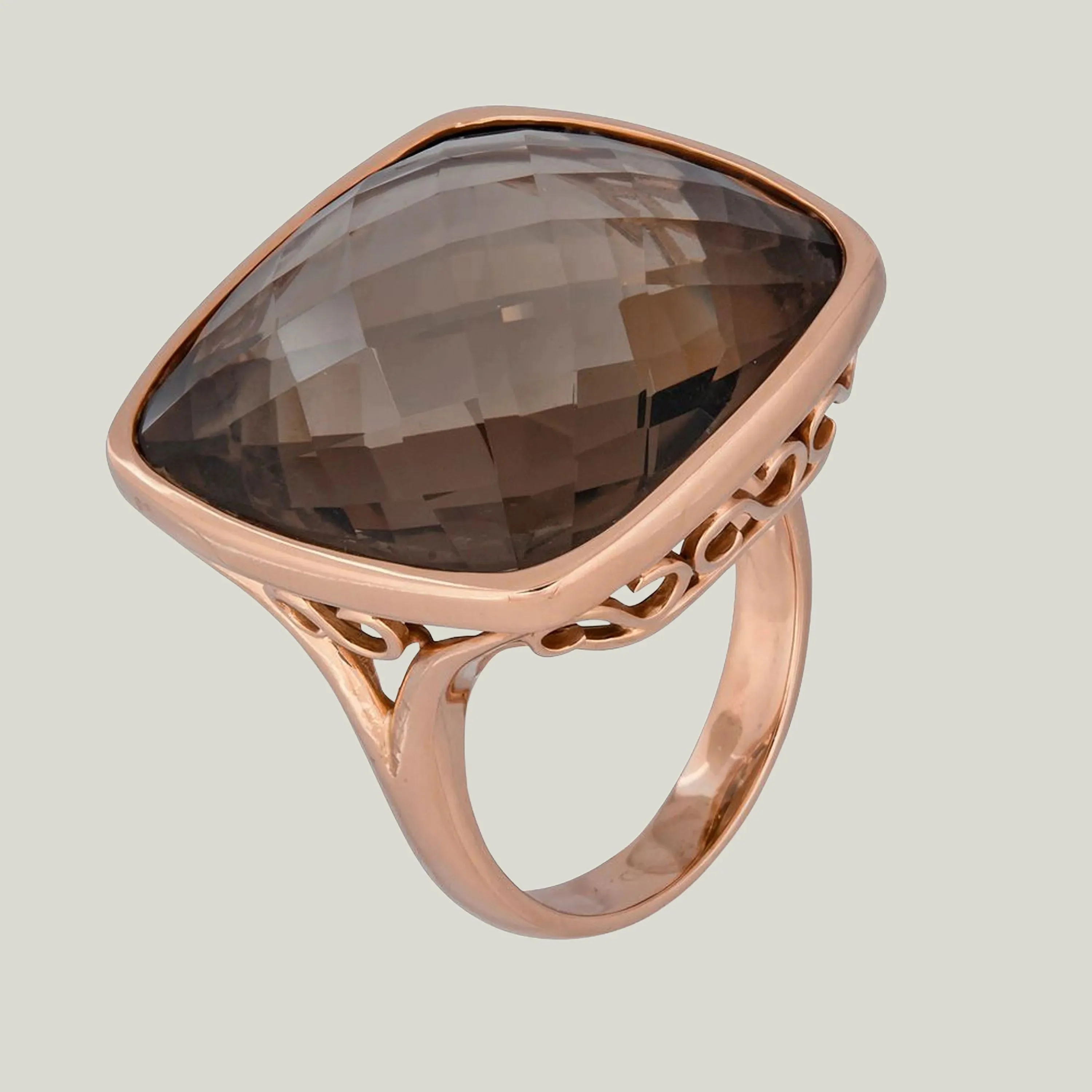 Italian Smokey Quartz Cocktail Ring - Image 3