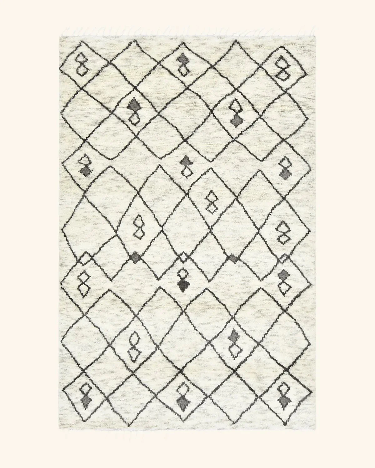 Ivory Moroccan Wool Cotton Blend Rug